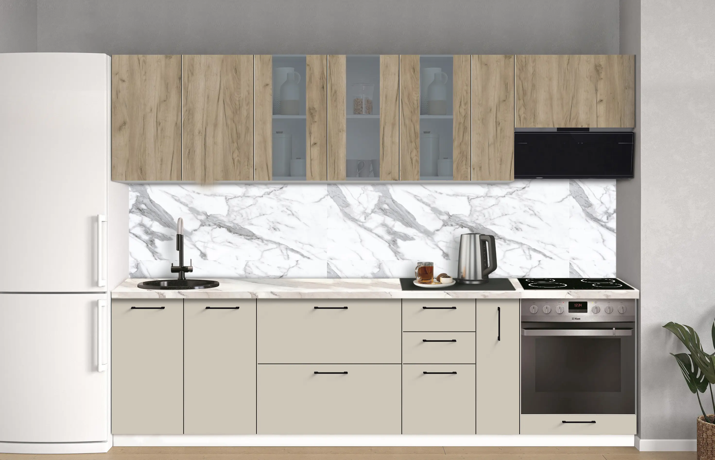 Bucatarie modulara Modern Bono Vitrina 1 H68 2.8m