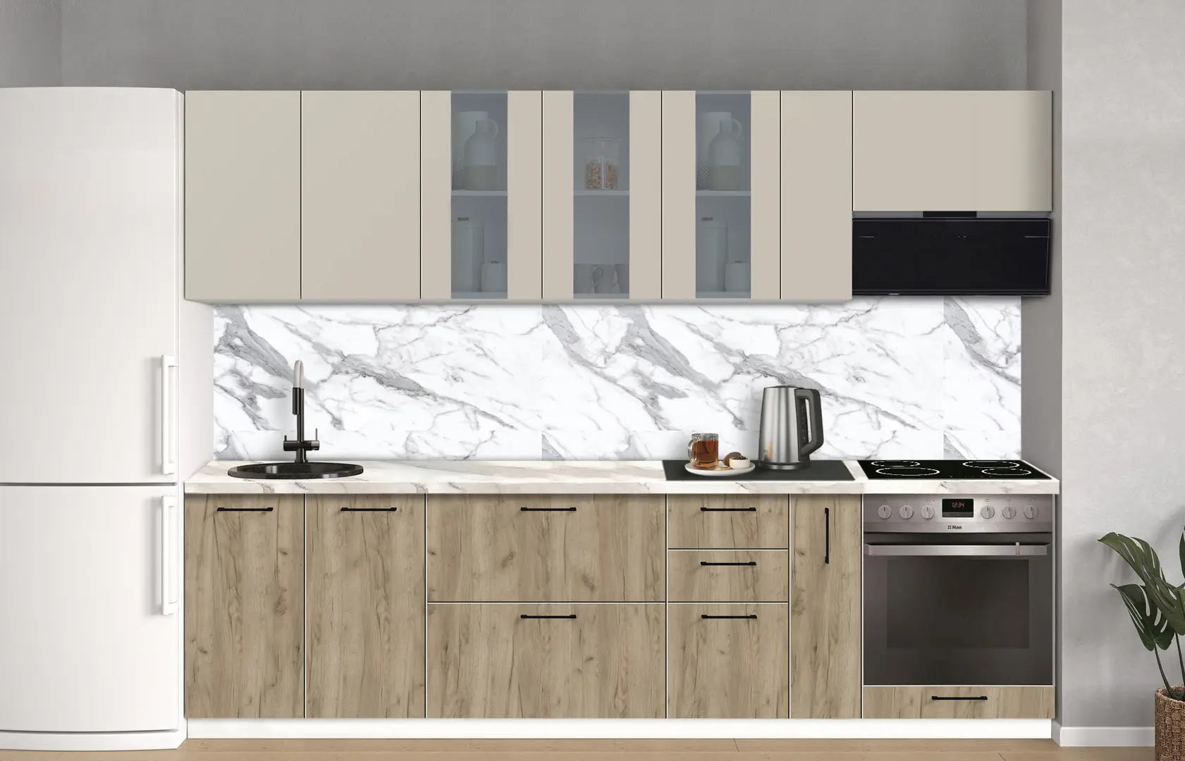 Bucatarie modulara Modern Bono Vitrina 1 H68 2.8m