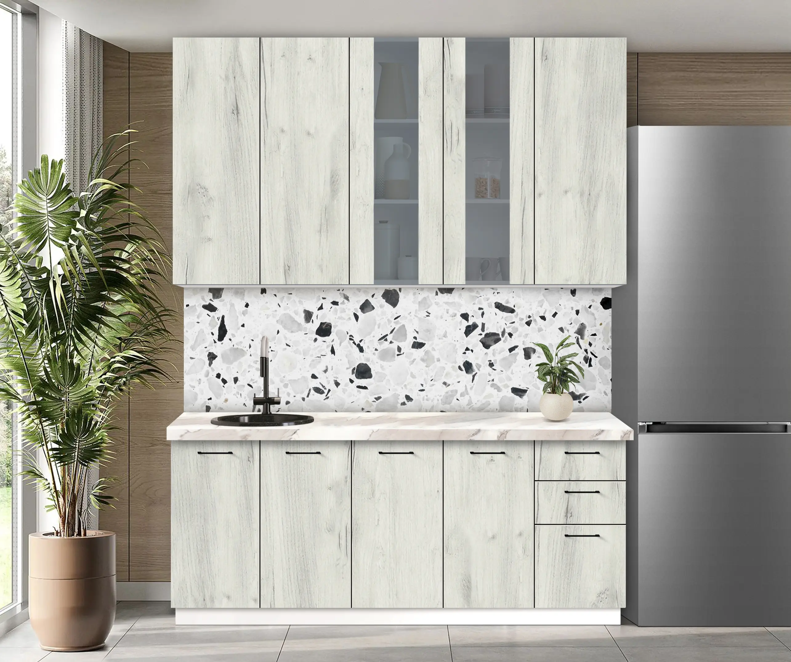 Bucatarie modulara Modern Bono Vitrina 2 H110 2.0m