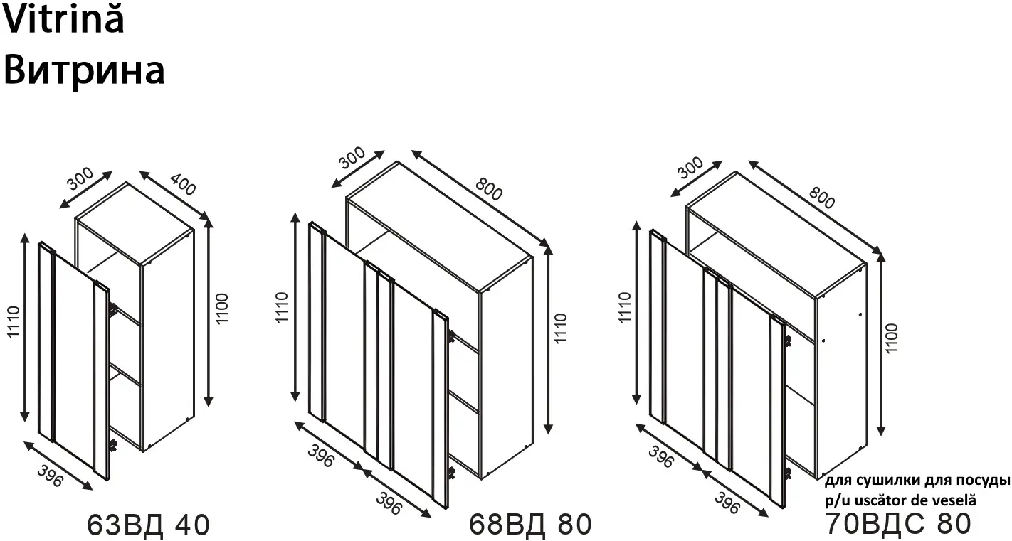 Bucatarie modulara Modern Bono Vitrina 2 H110 2.0m