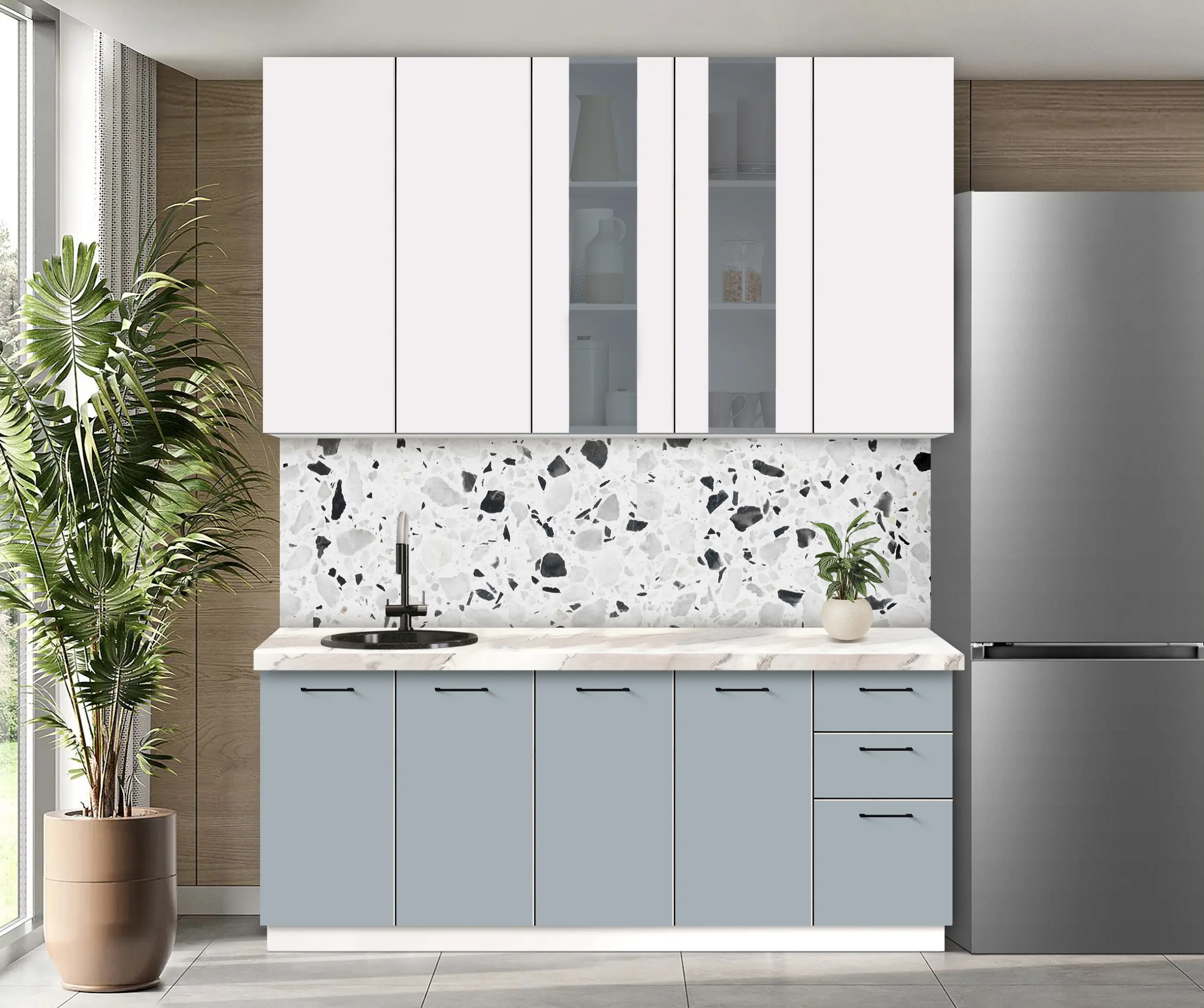 Bucatarie modulara Modern Bono Vitrina 2 H110 2.0m