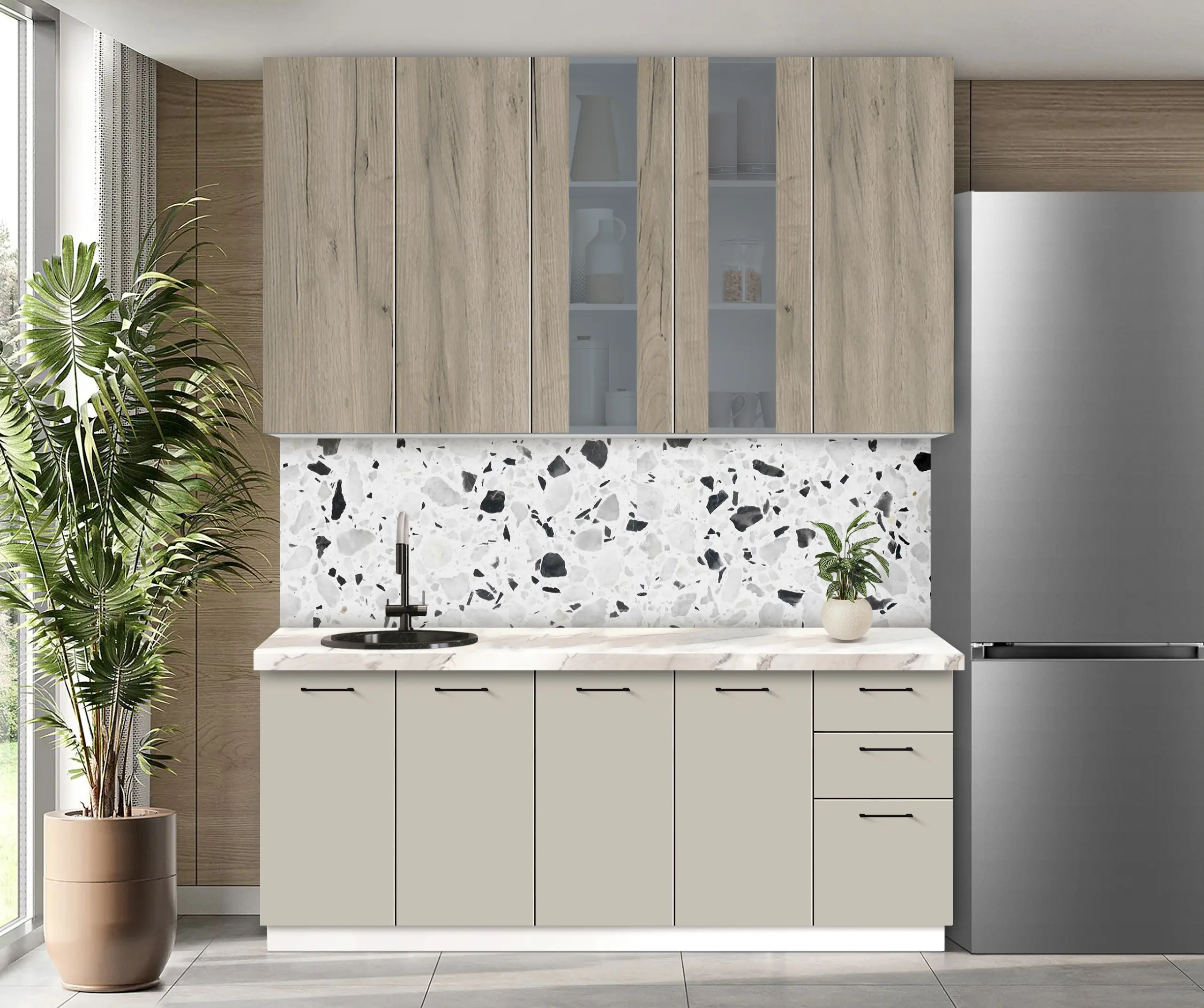 Bucatarie modulara Modern Bono Vitrina 2 H110 2.0m