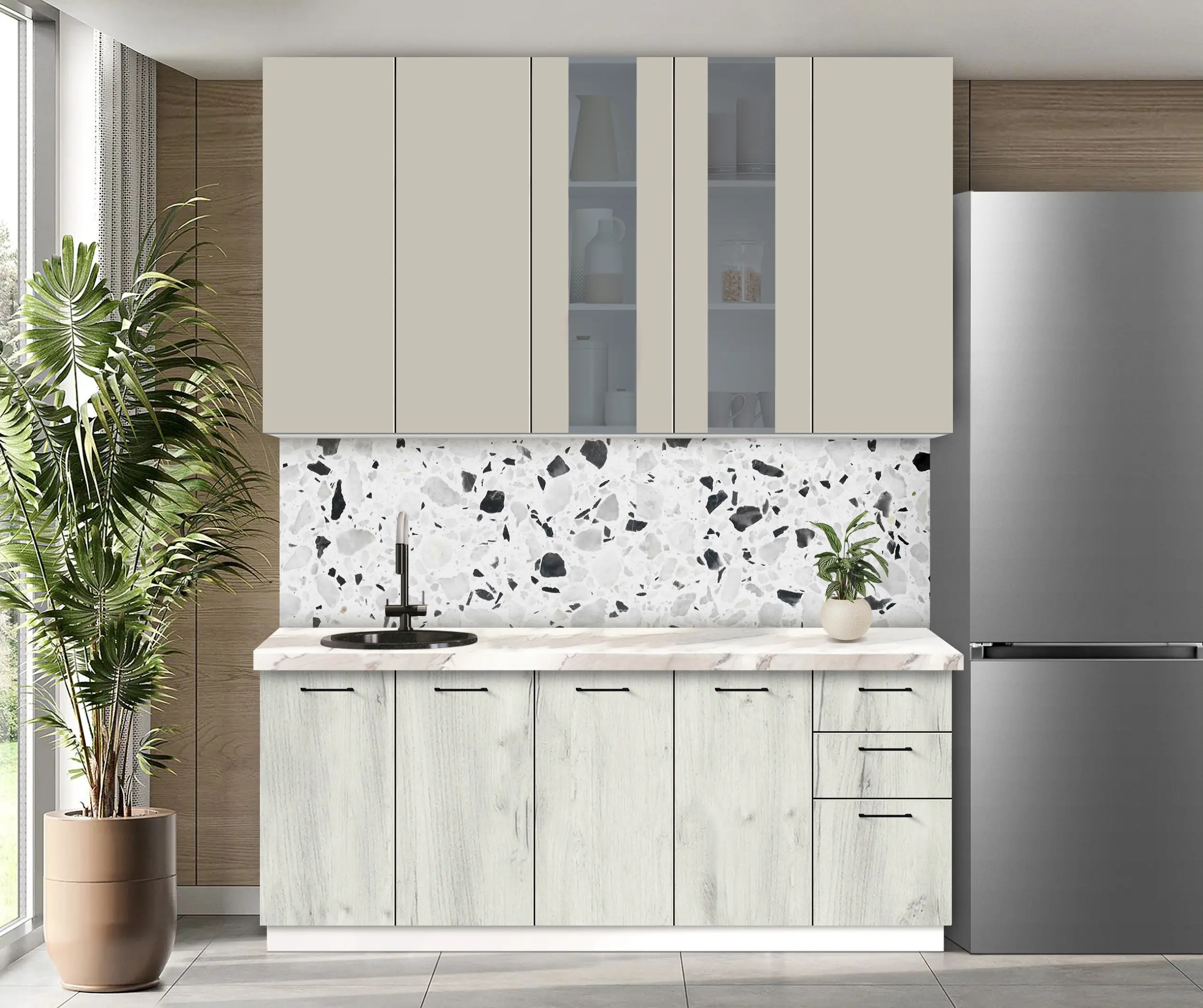 Bucatarie modulara Modern Bono Vitrina 2 H110 2.0m