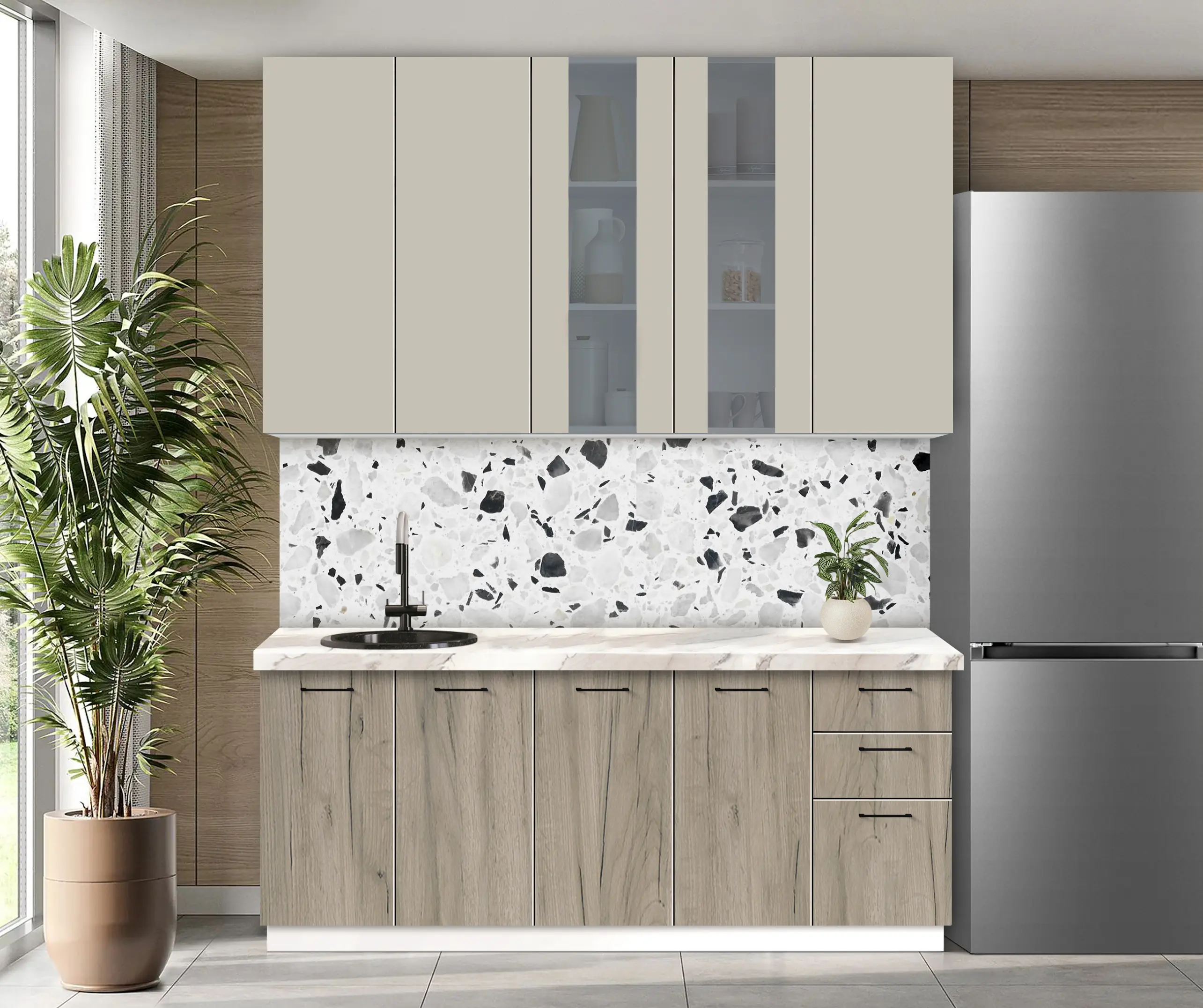 Bucatarie modulara Modern Bono Vitrina 2 H110 2.0m