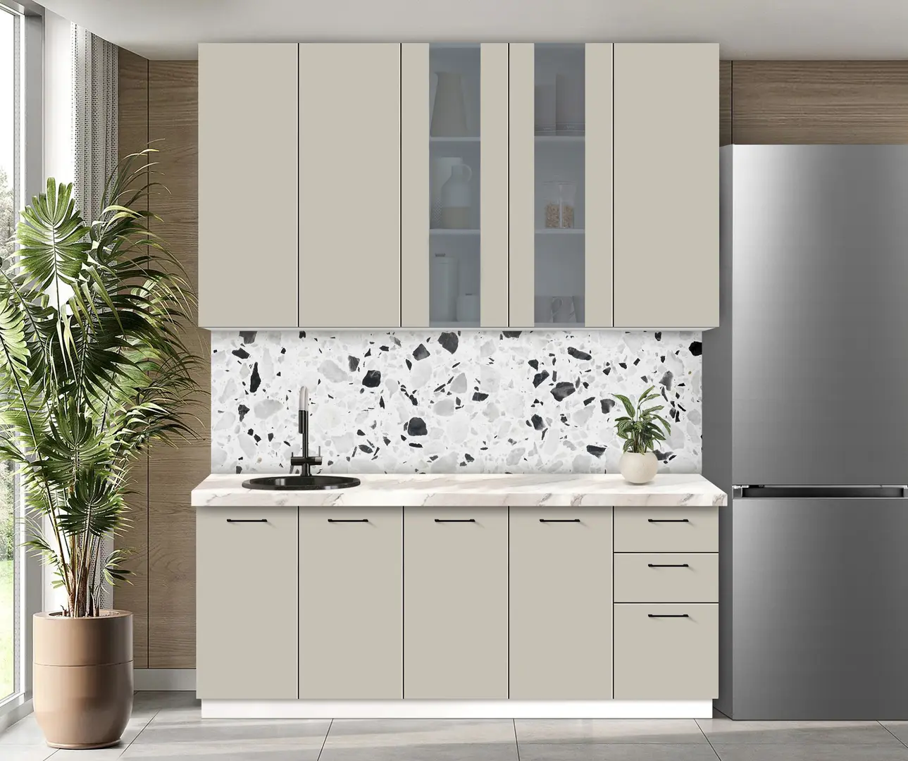 Bucatarie modulara Modern Bono Vitrina 2 H110 2.0m