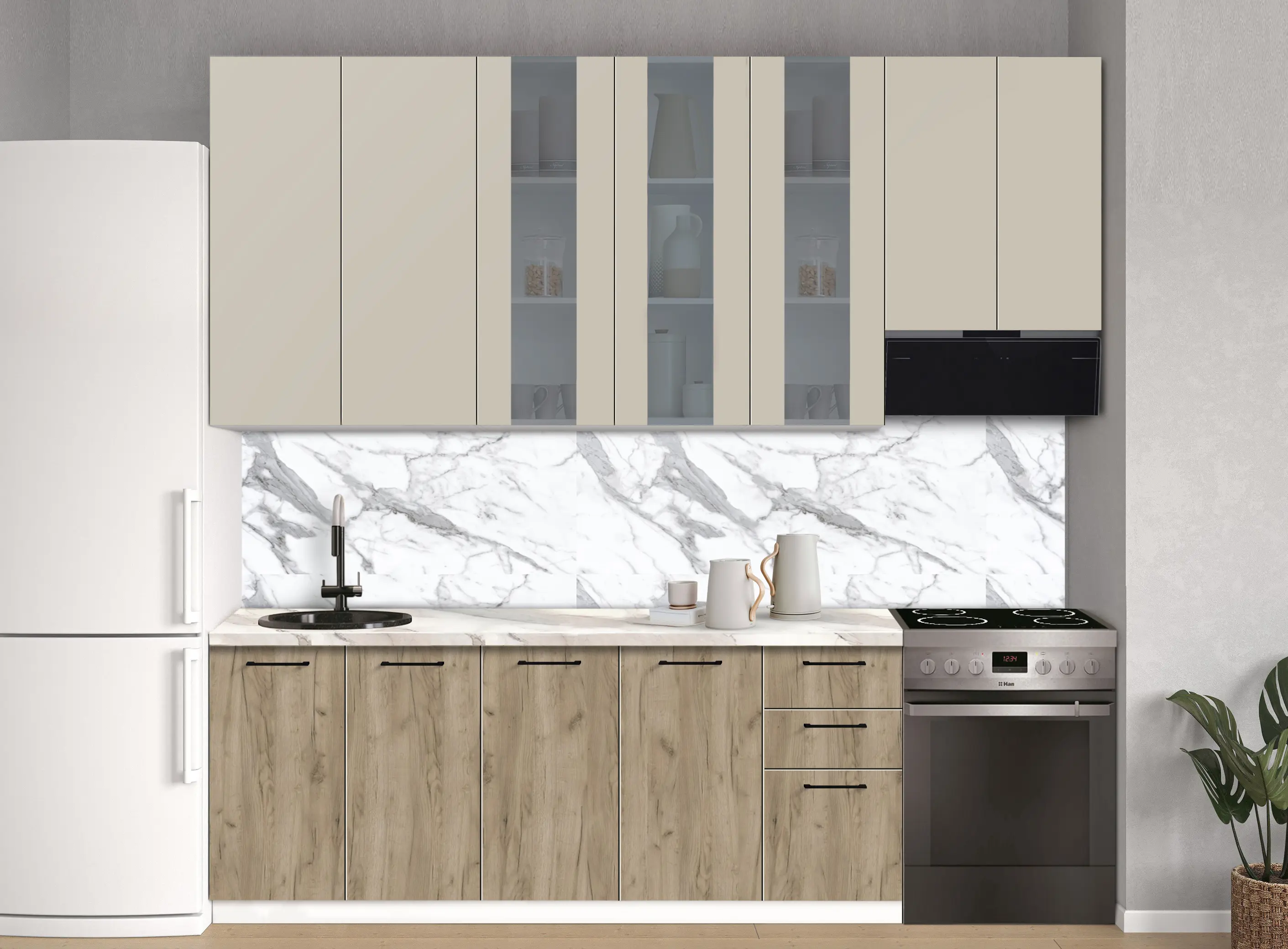 Bucatarie modulara Modern Bono Vitrina 2 H110 2.6m