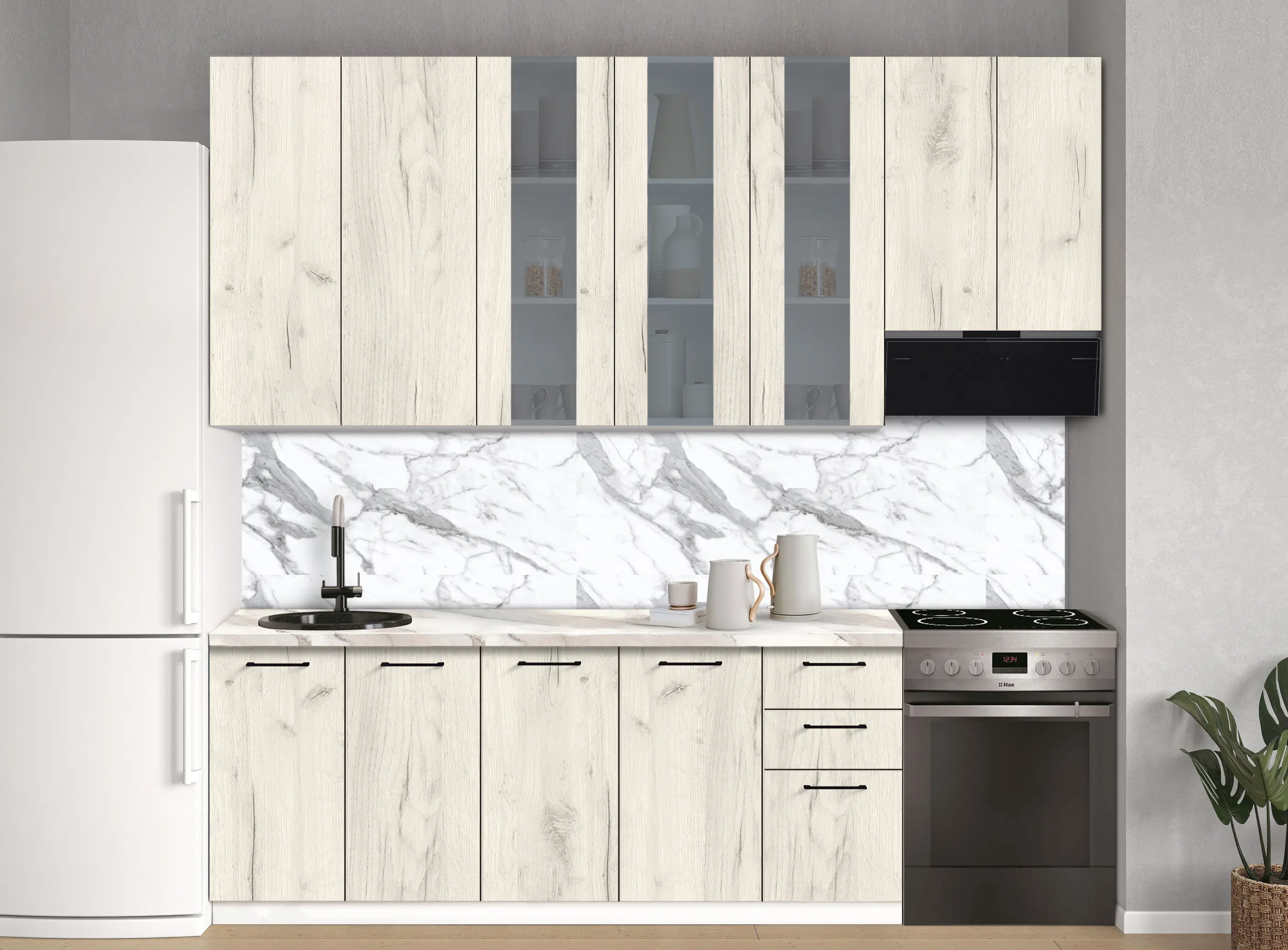 Bucatarie modulara Modern Bono Vitrina 2 H110 2.6m