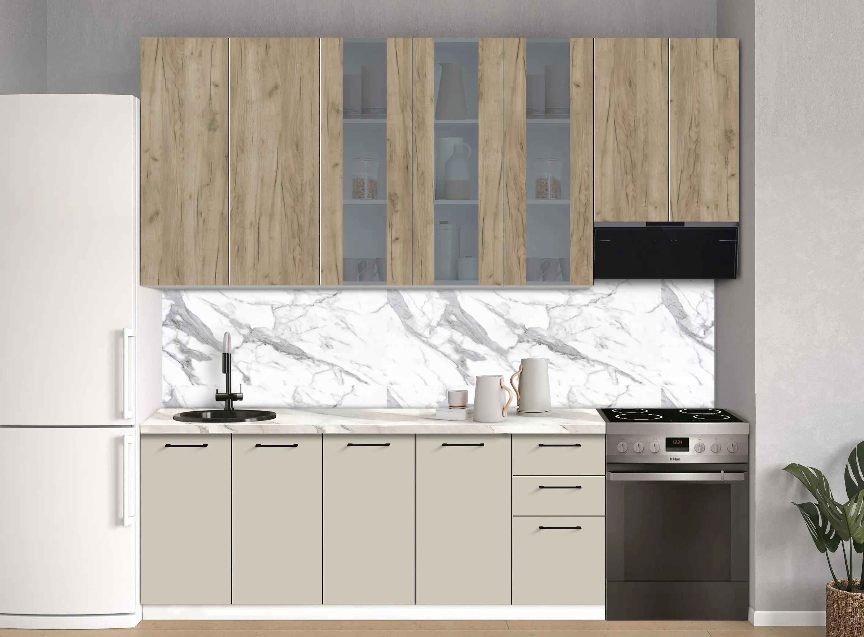 Bucatarie modulara Modern Bono Vitrina 2 H110 2.6m