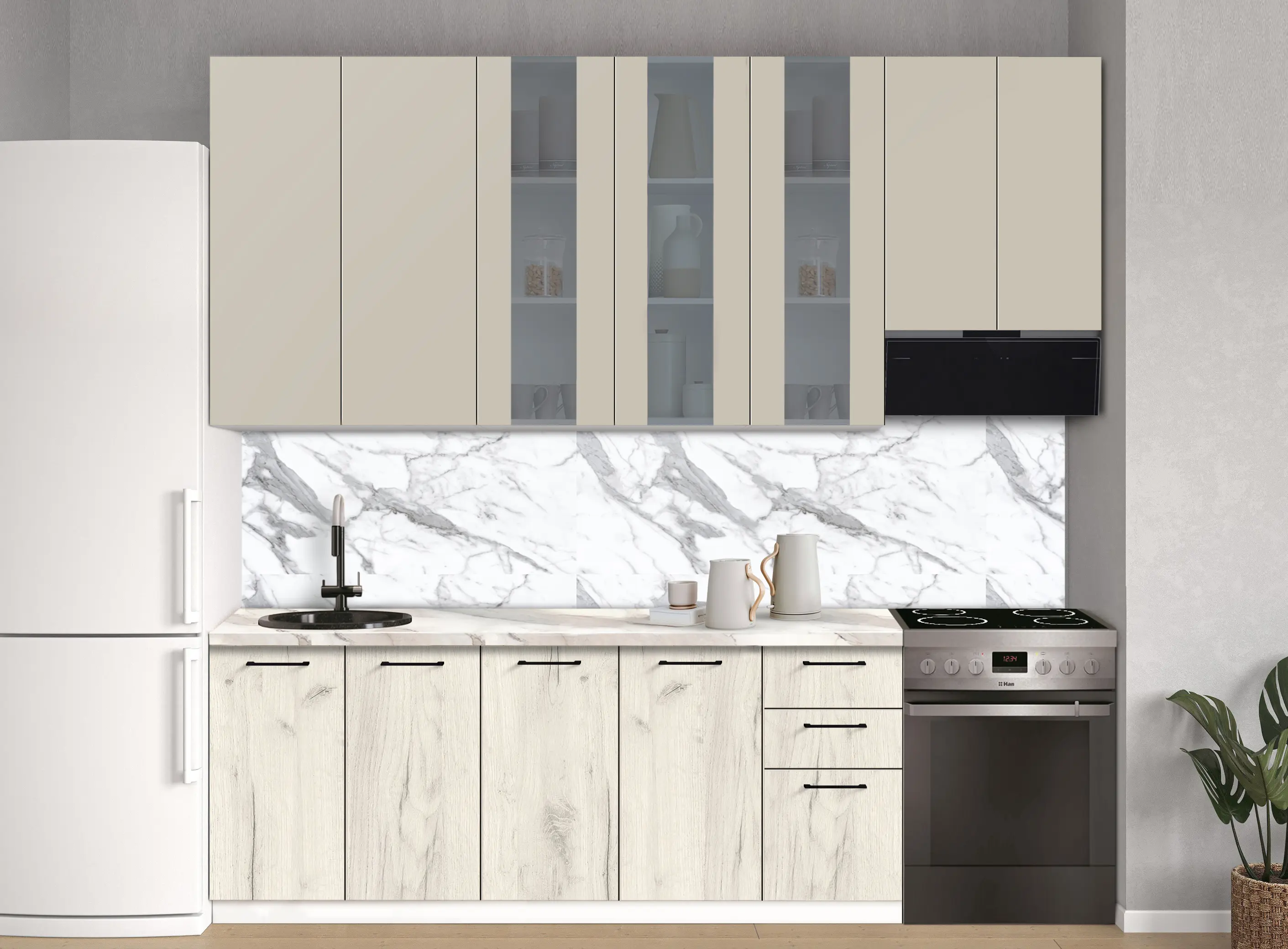 Bucatarie modulara Modern Bono Vitrina 2 H110 2.6m