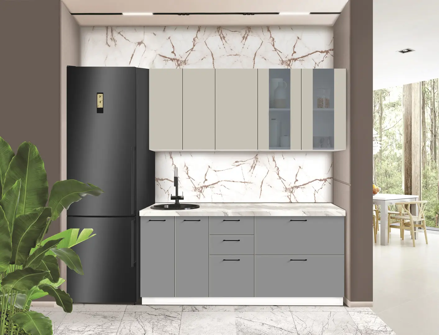 Bucatarie modulara Modern Bono Vitrina 2 H68 1.8m