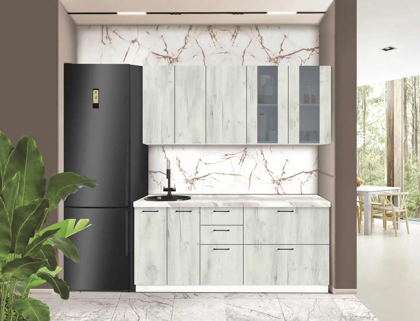 Bucatarie modulara Modern Bono Vitrina 2 H68 1.8m