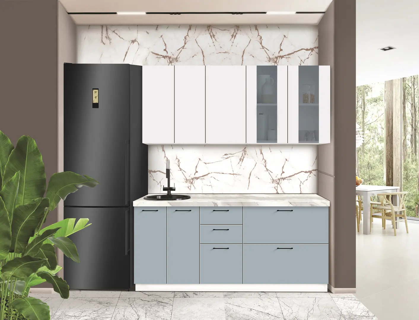 Bucatarie modulara Modern Bono Vitrina 2 H68 1.8m