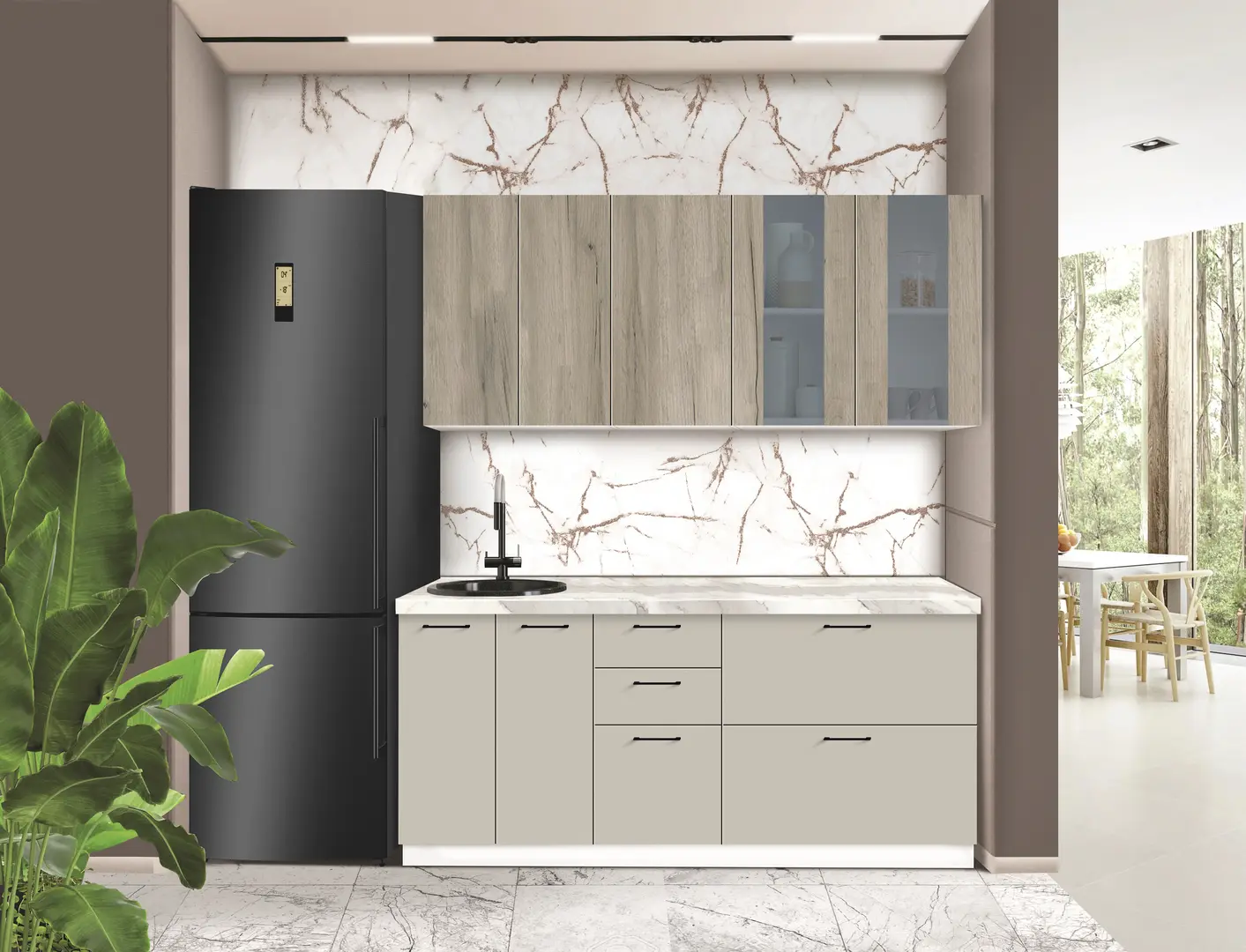 Bucatarie modulara Modern Bono Vitrina 2 H68 1.8m