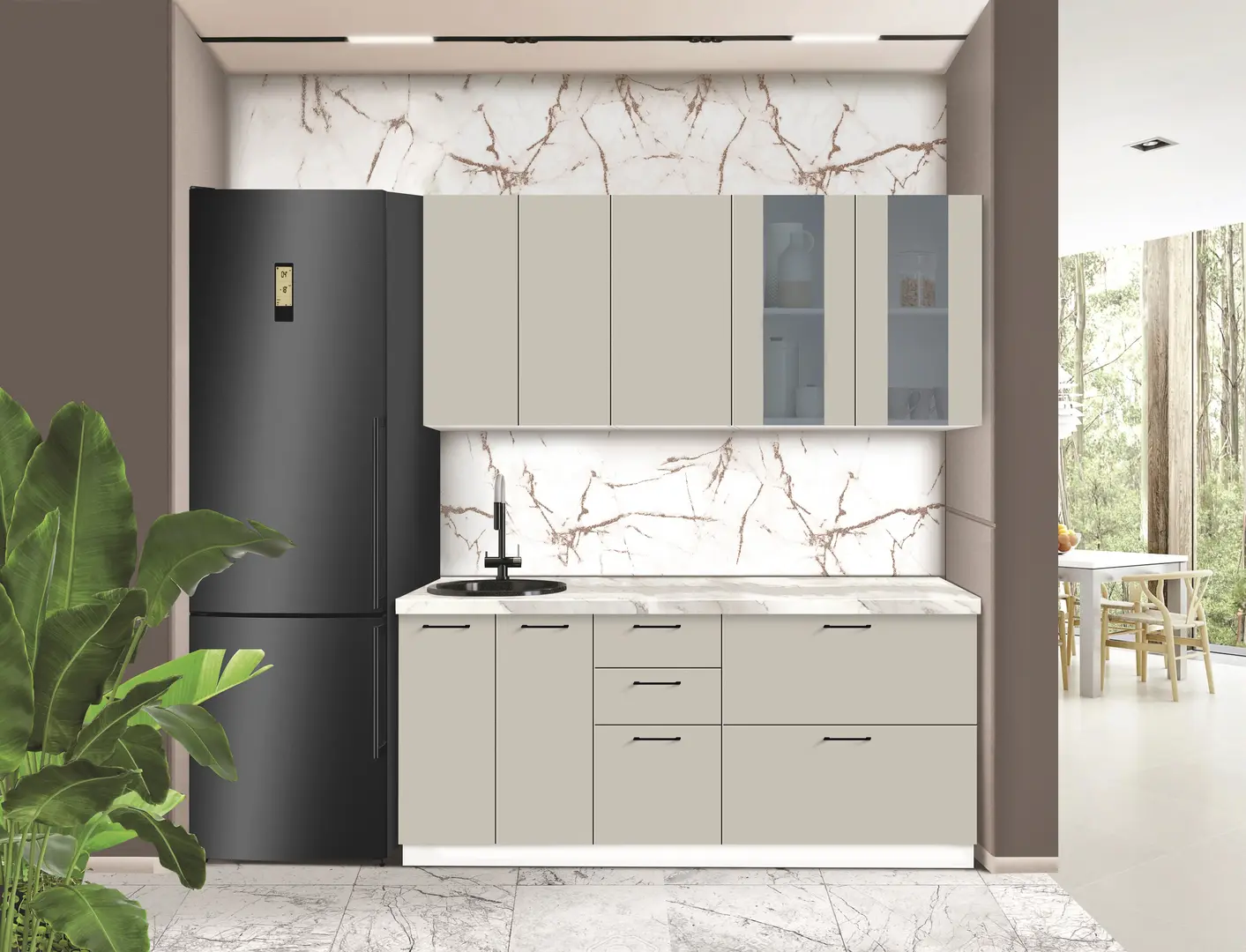 Bucatarie modulara Modern Bono Vitrina 2 H68 1.8m