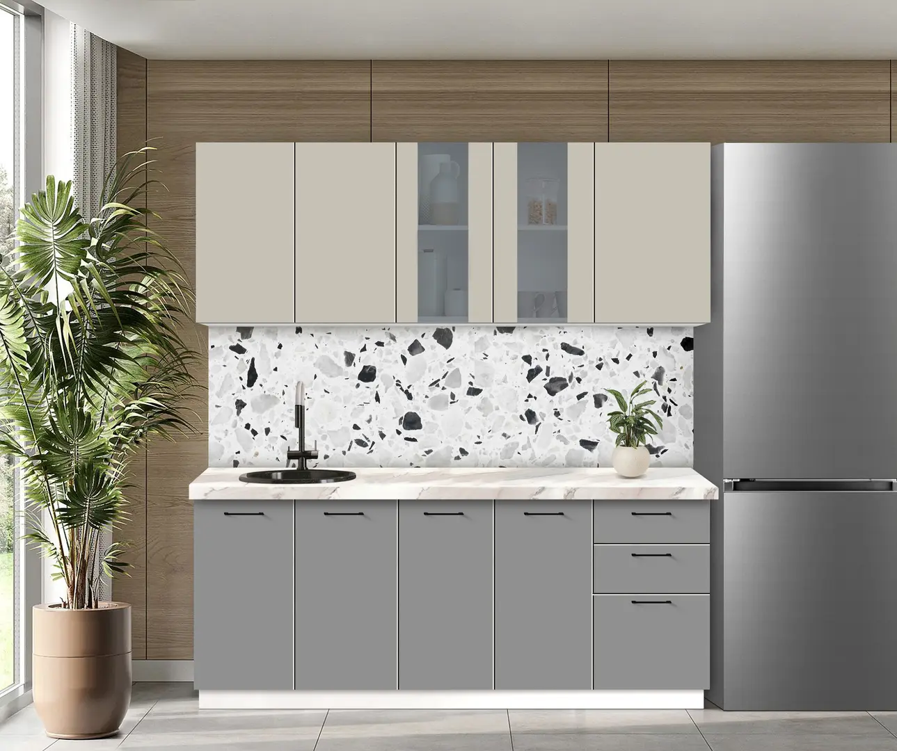 Bucatarie modulara Modern Bono Vitrina 2 H68 2.0m