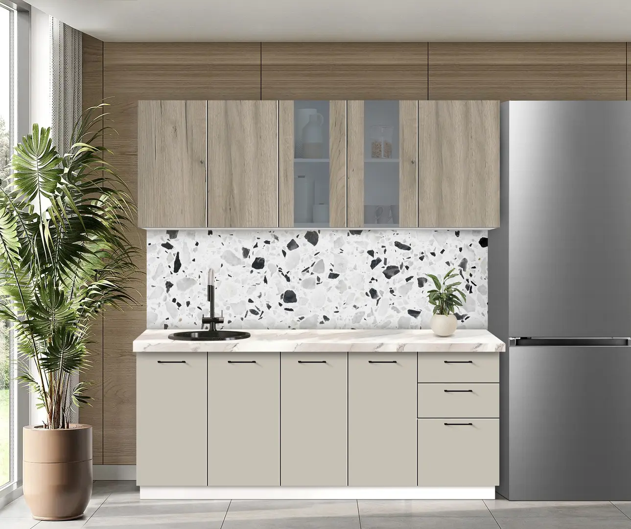 Bucatarie modulara Modern Bono Vitrina 2 H68 2.0m