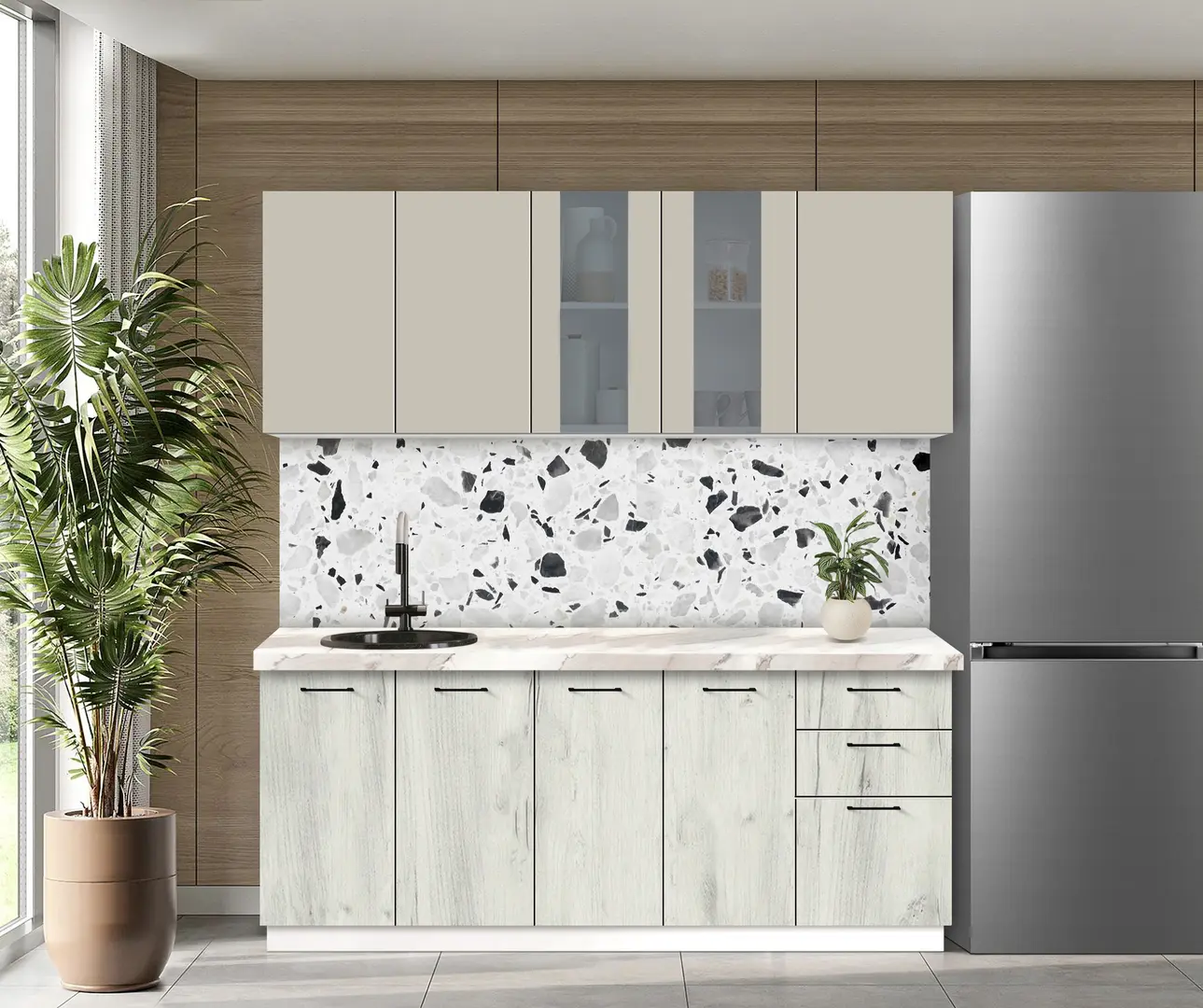 Bucatarie modulara Modern Bono Vitrina 2 H68 2.0m