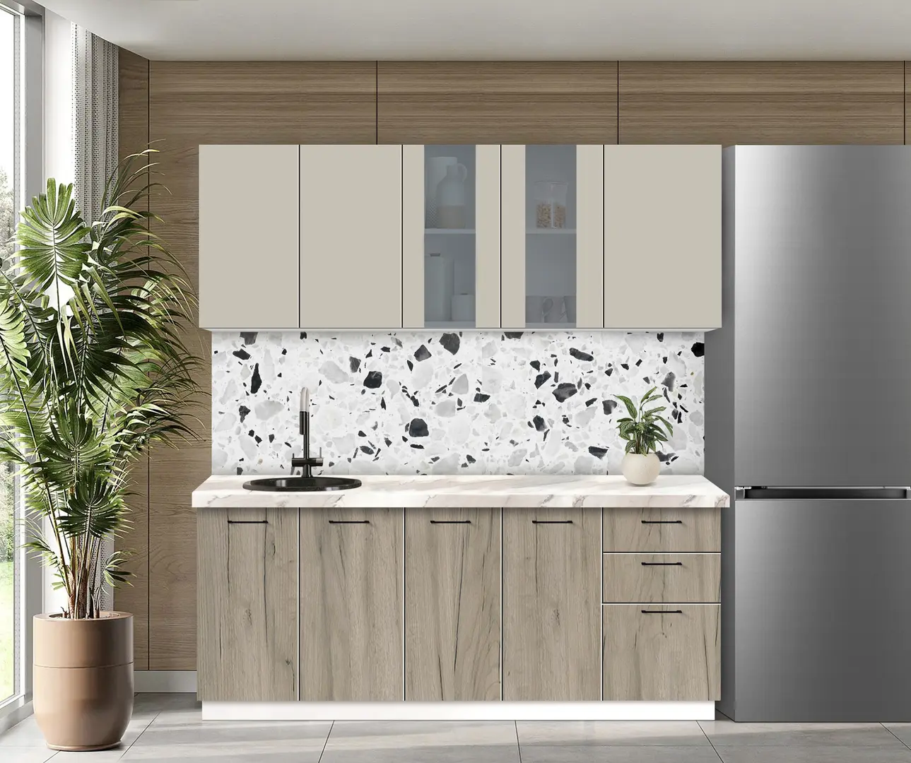 Bucatarie modulara Modern Bono Vitrina 2 H68 2.0m