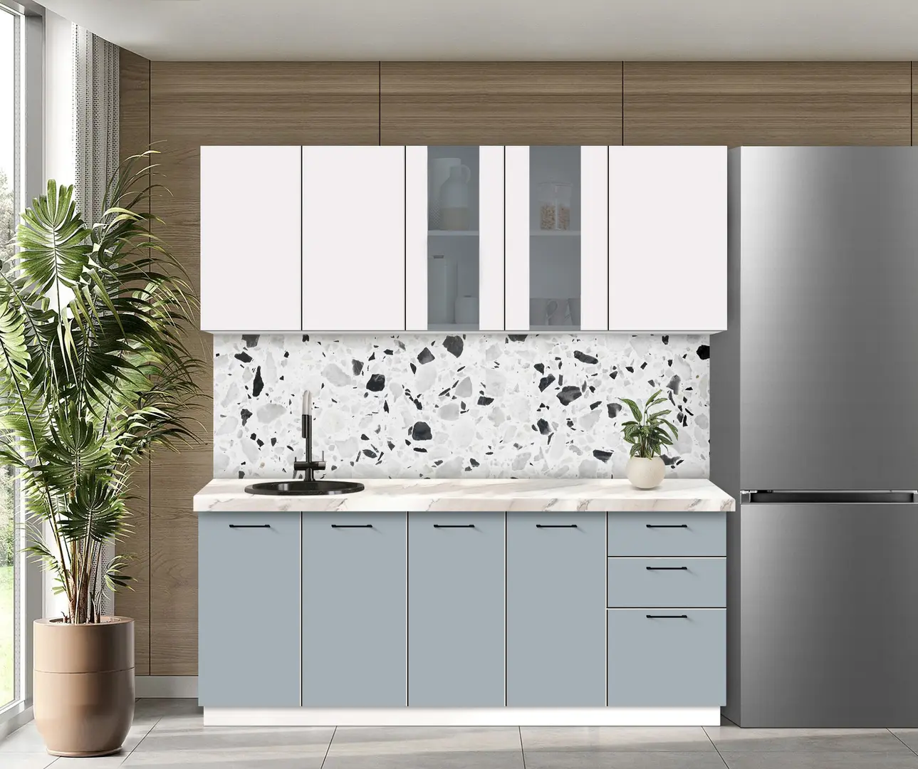 Bucatarie modulara Modern Bono Vitrina 2 H68 2.0m