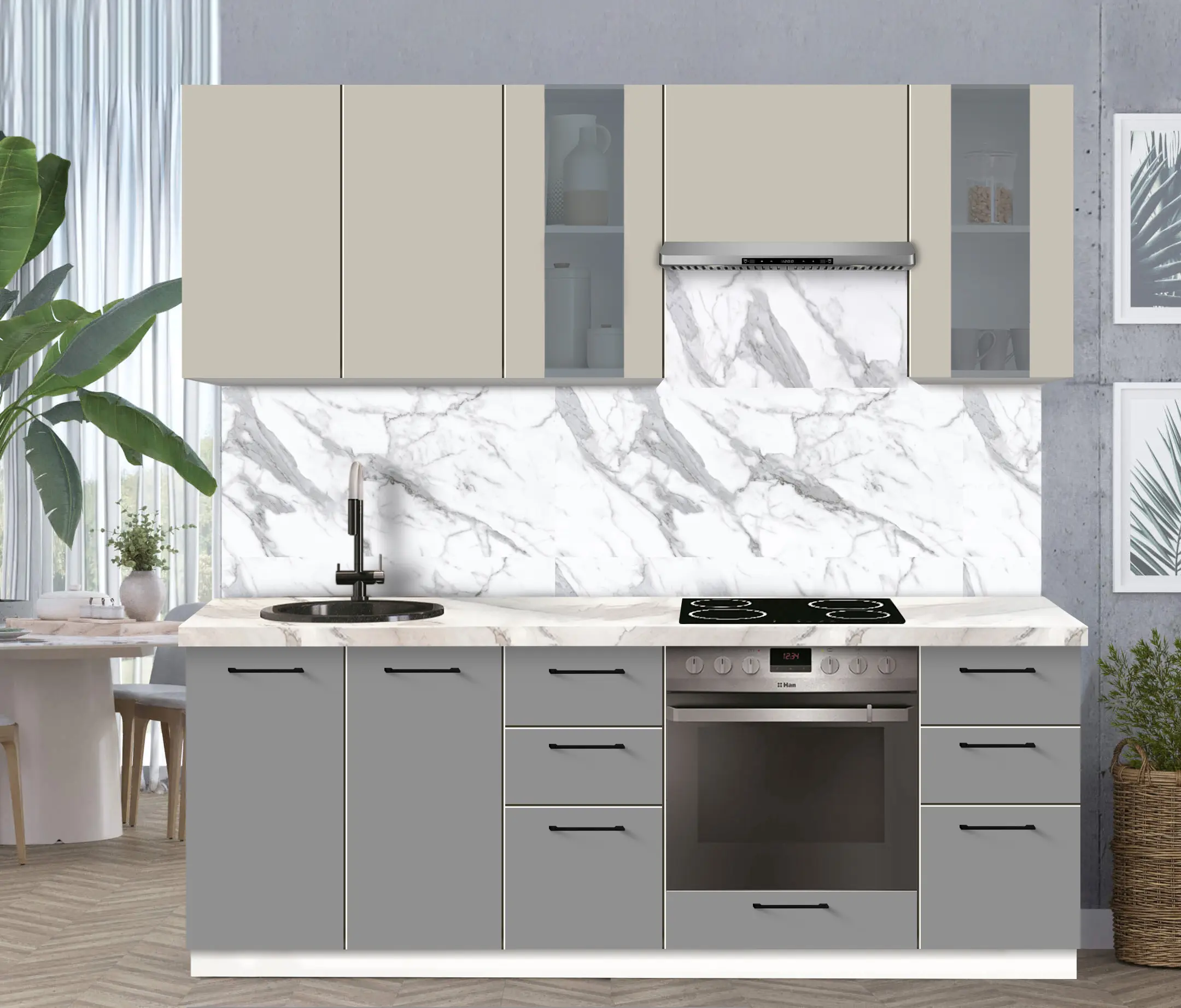 Bucatarie modulara Modern Bono Vitrina 2 H68 2.2m