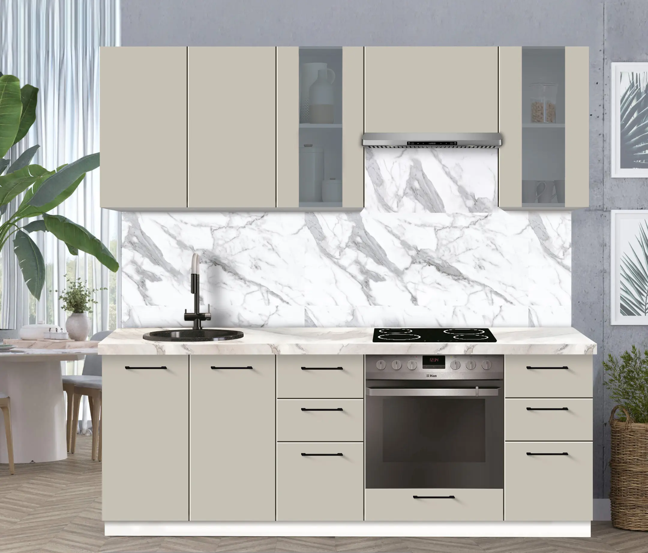 Bucatarie modulara Modern Bono Vitrina 2 H68 2.2m