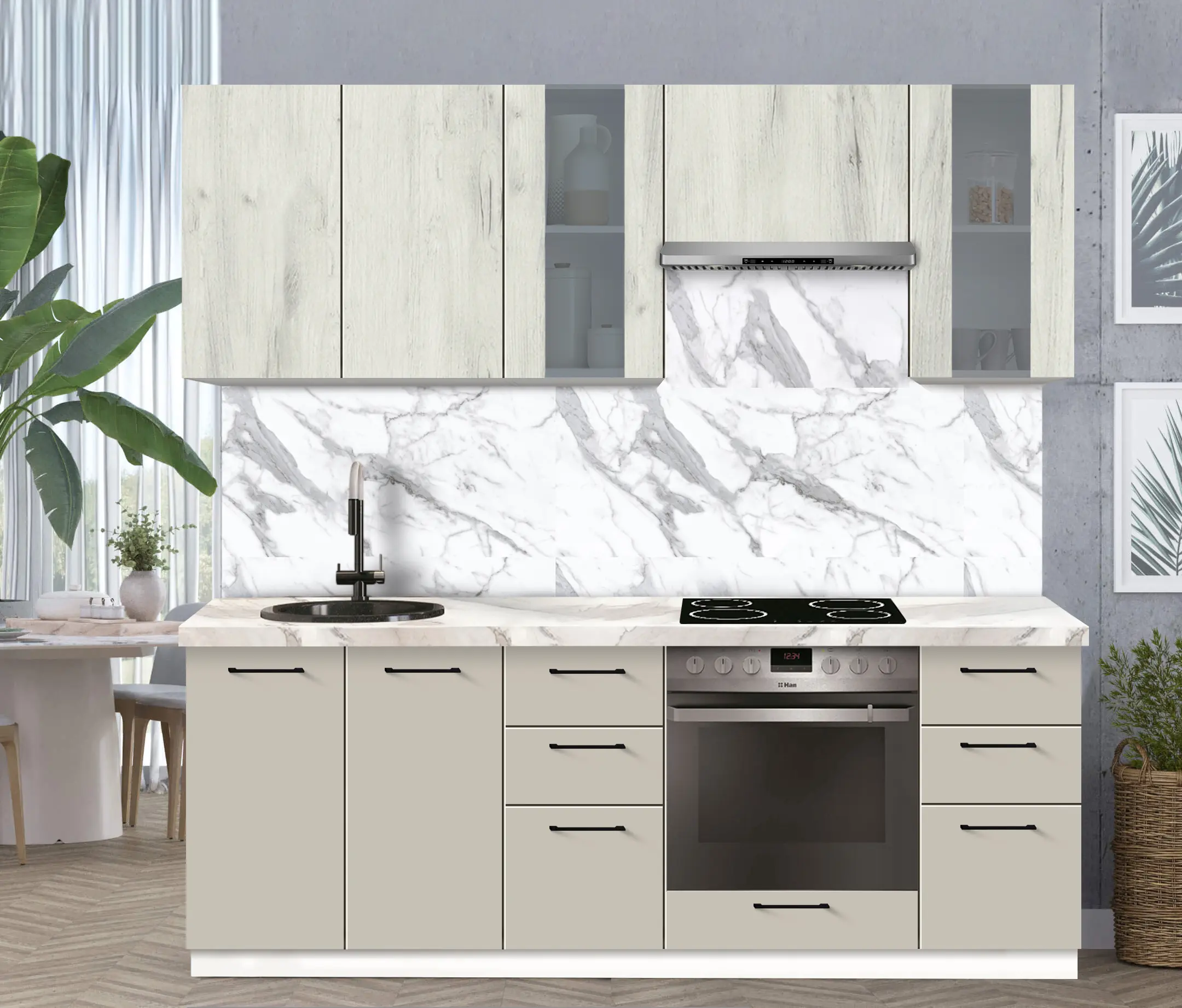 Bucatarie modulara Modern Bono Vitrina 2 H68 2.2m