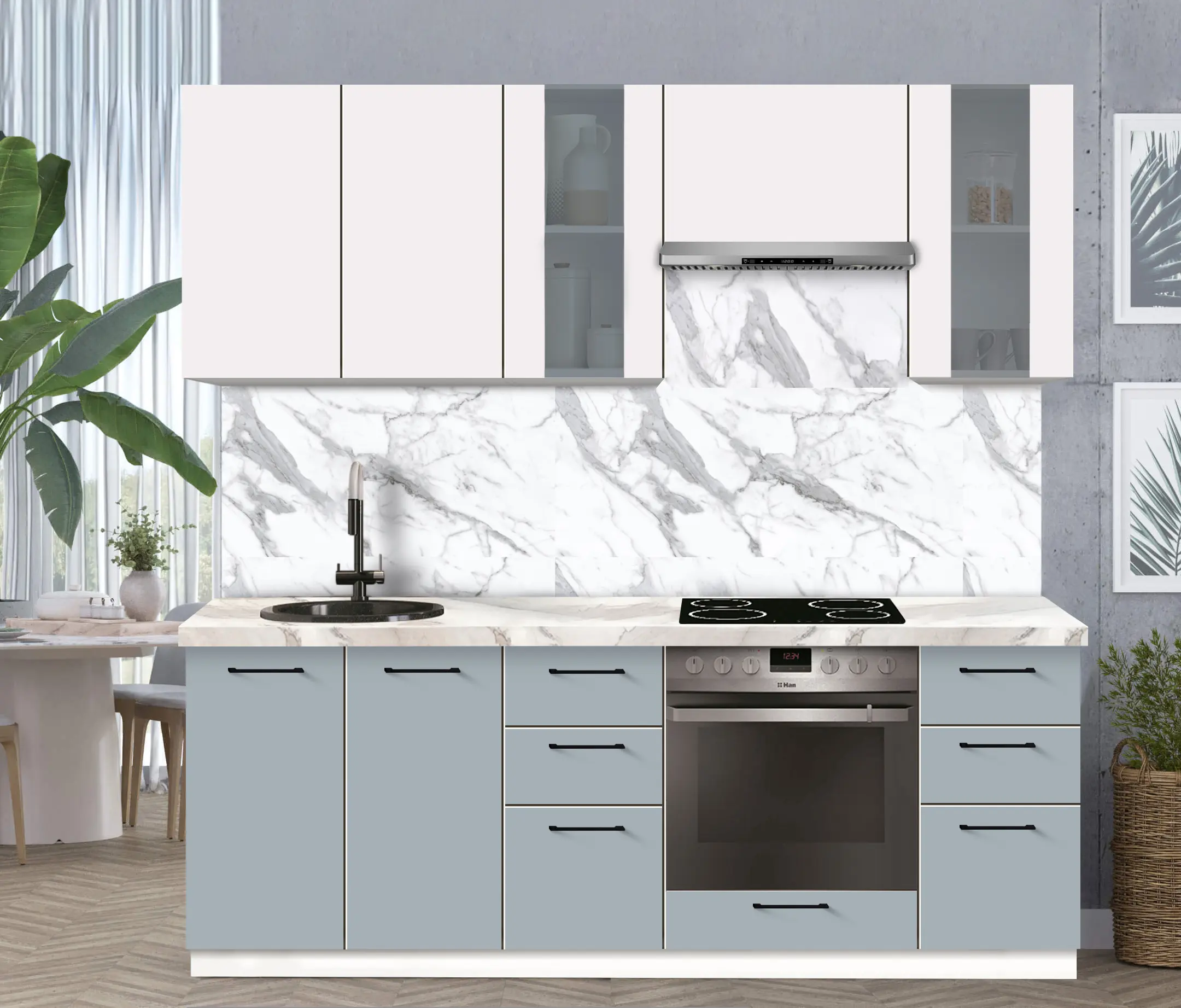 Bucatarie modulara Modern Bono Vitrina 2 H68 2.2m