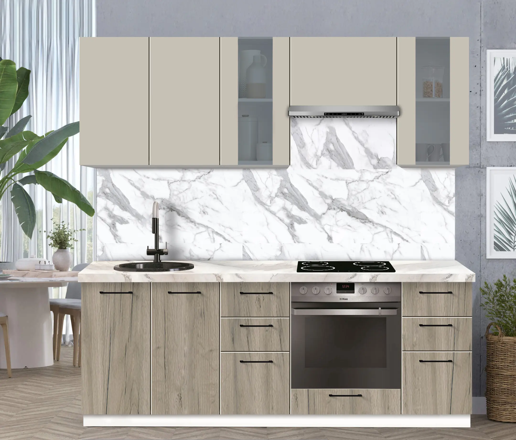 Bucatarie modulara Modern Bono Vitrina 2 H68 2.2m