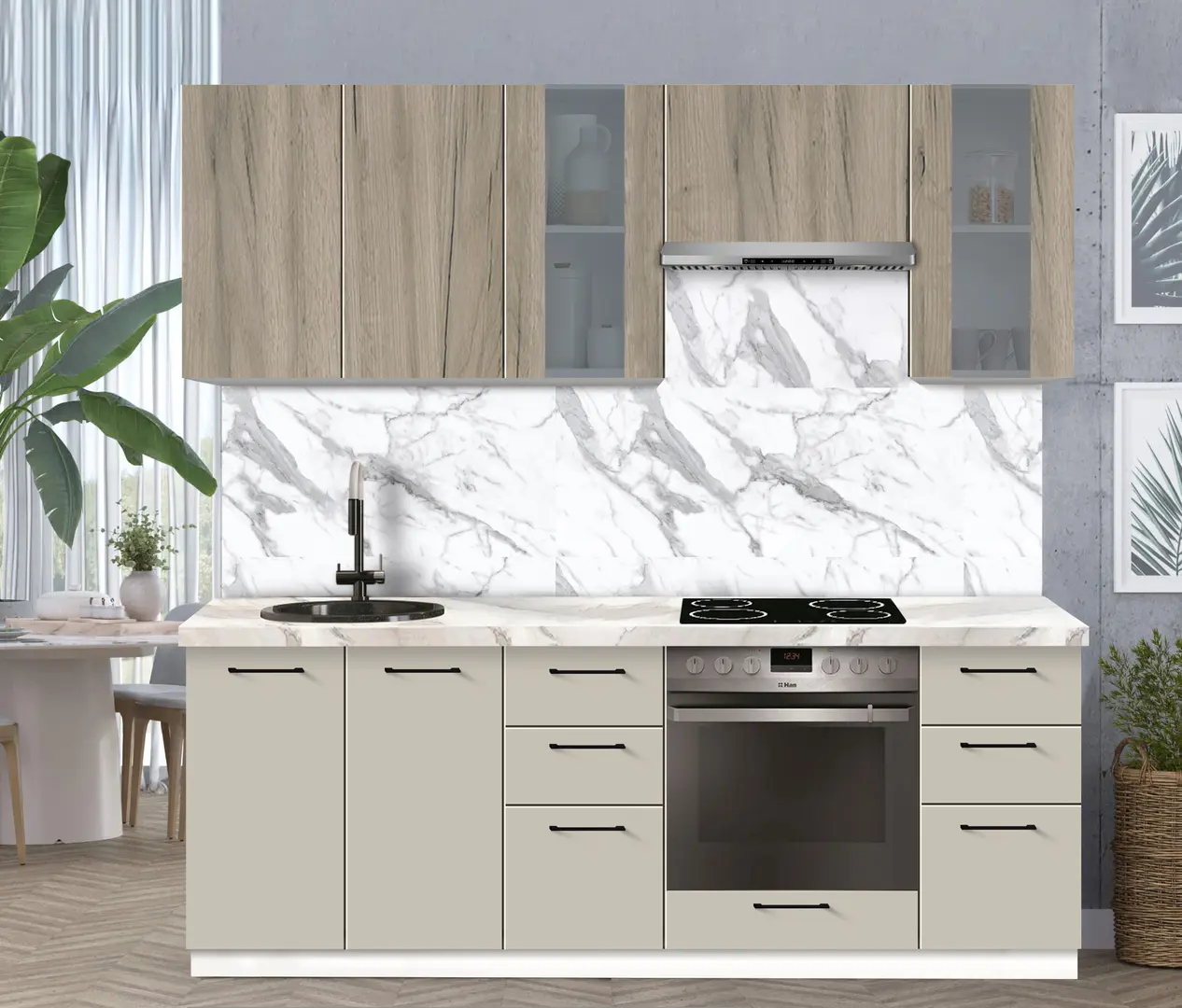 Bucatarie modulara Modern Bono Vitrina 2 H68 2.2m