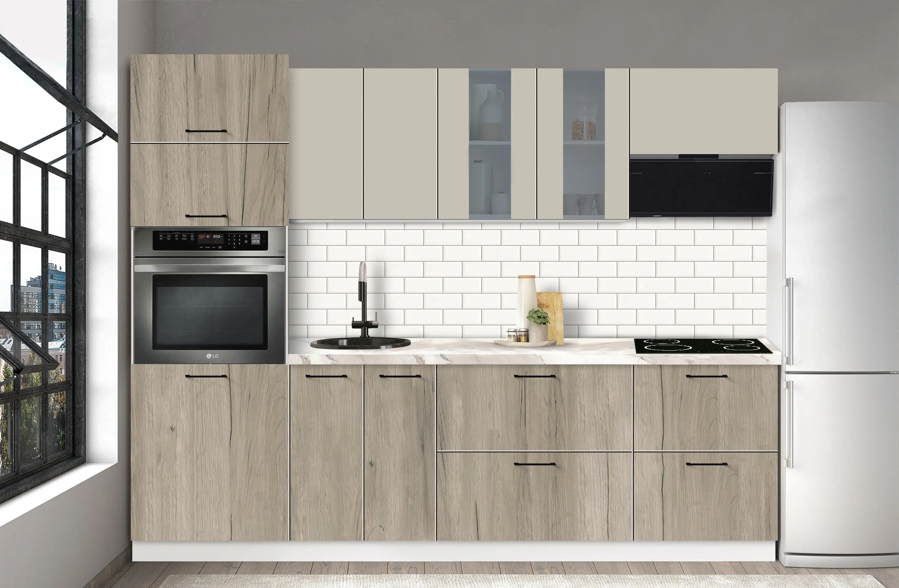 Bucatarie modulara Modern Bono Vitrina 2 H68 2.6m