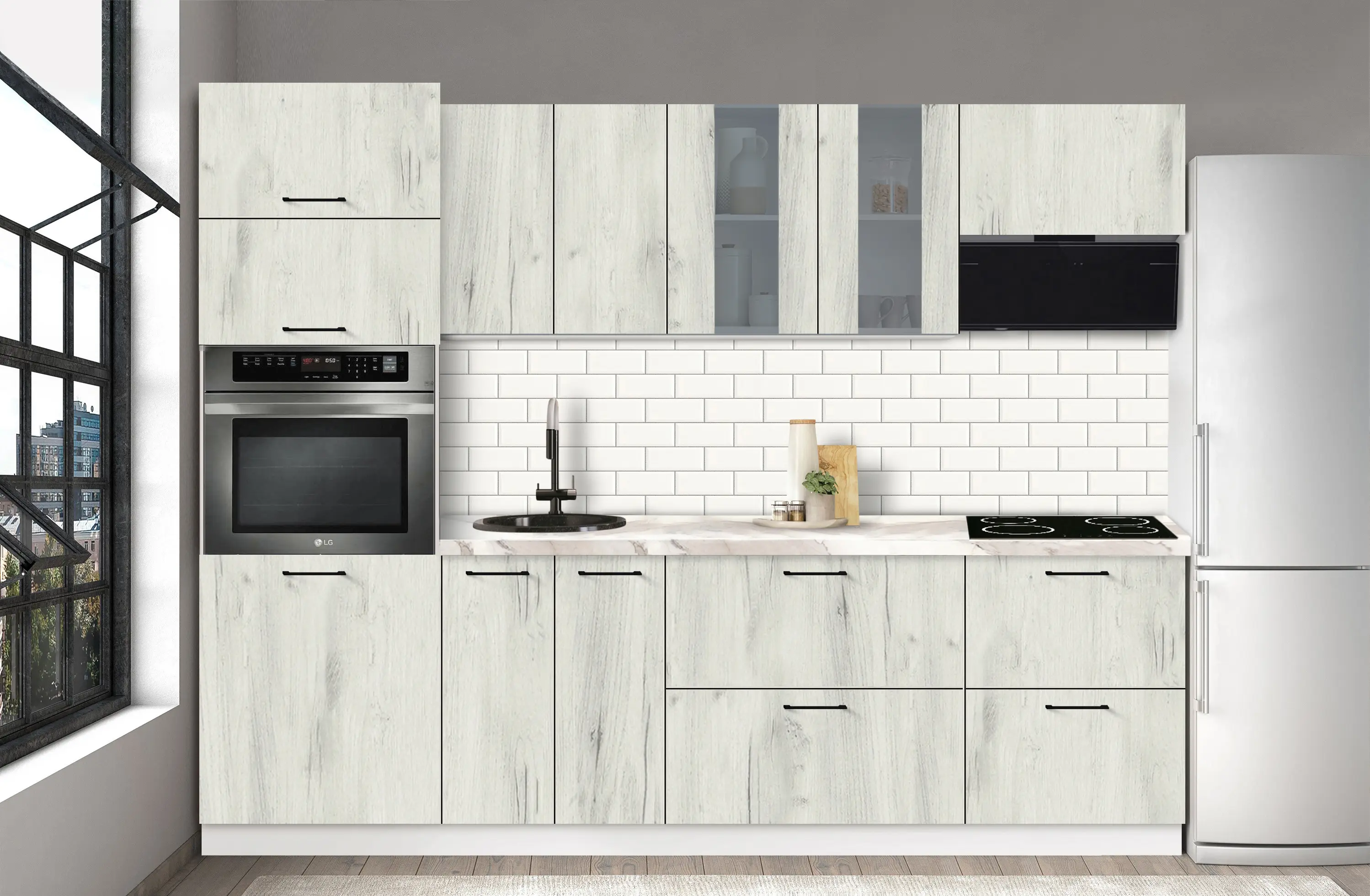 Bucatarie modulara Modern Bono Vitrina 2 H68 2.6m