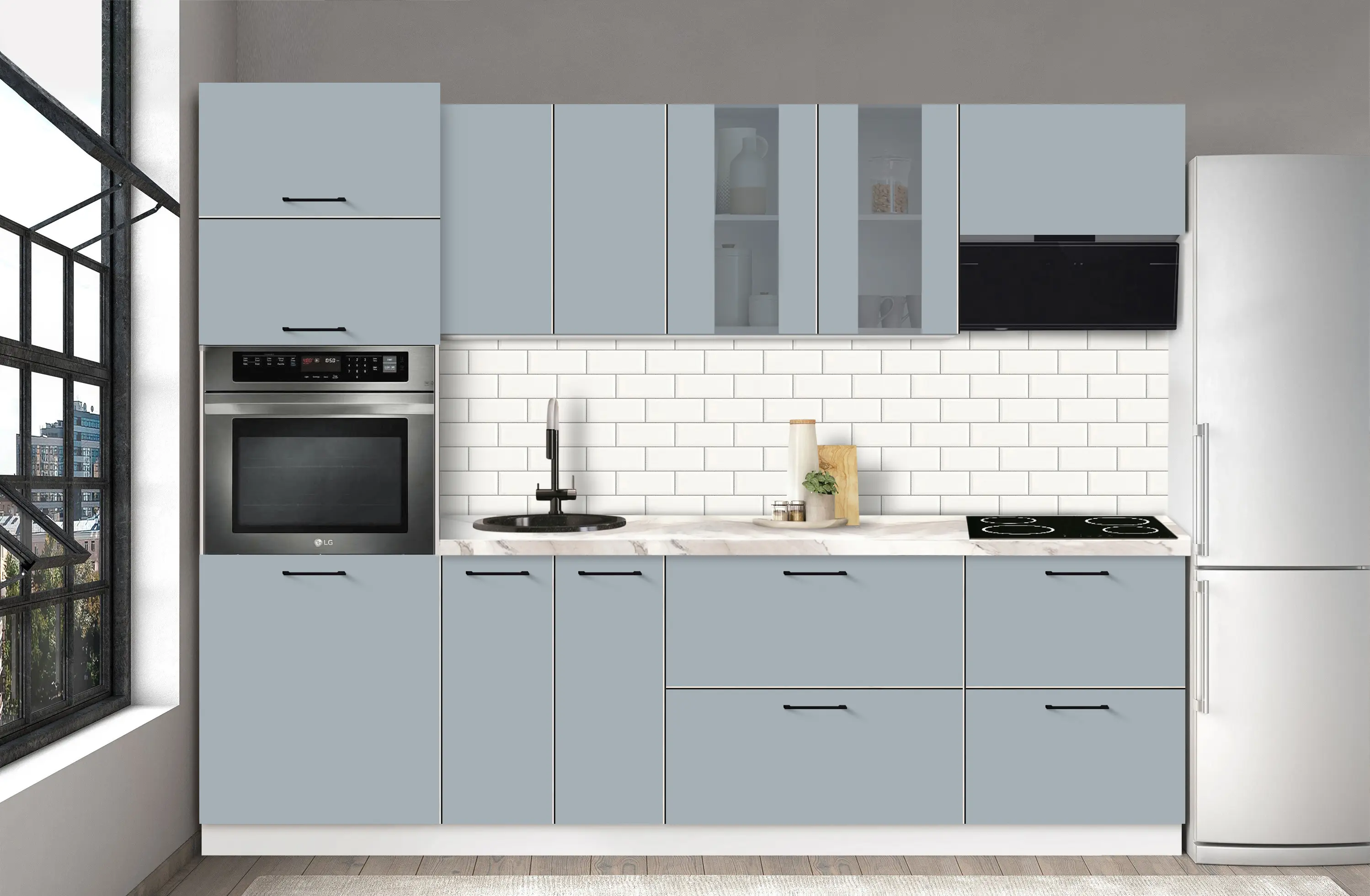 Bucatarie modulara Modern Bono Vitrina 2 H68 2.6m