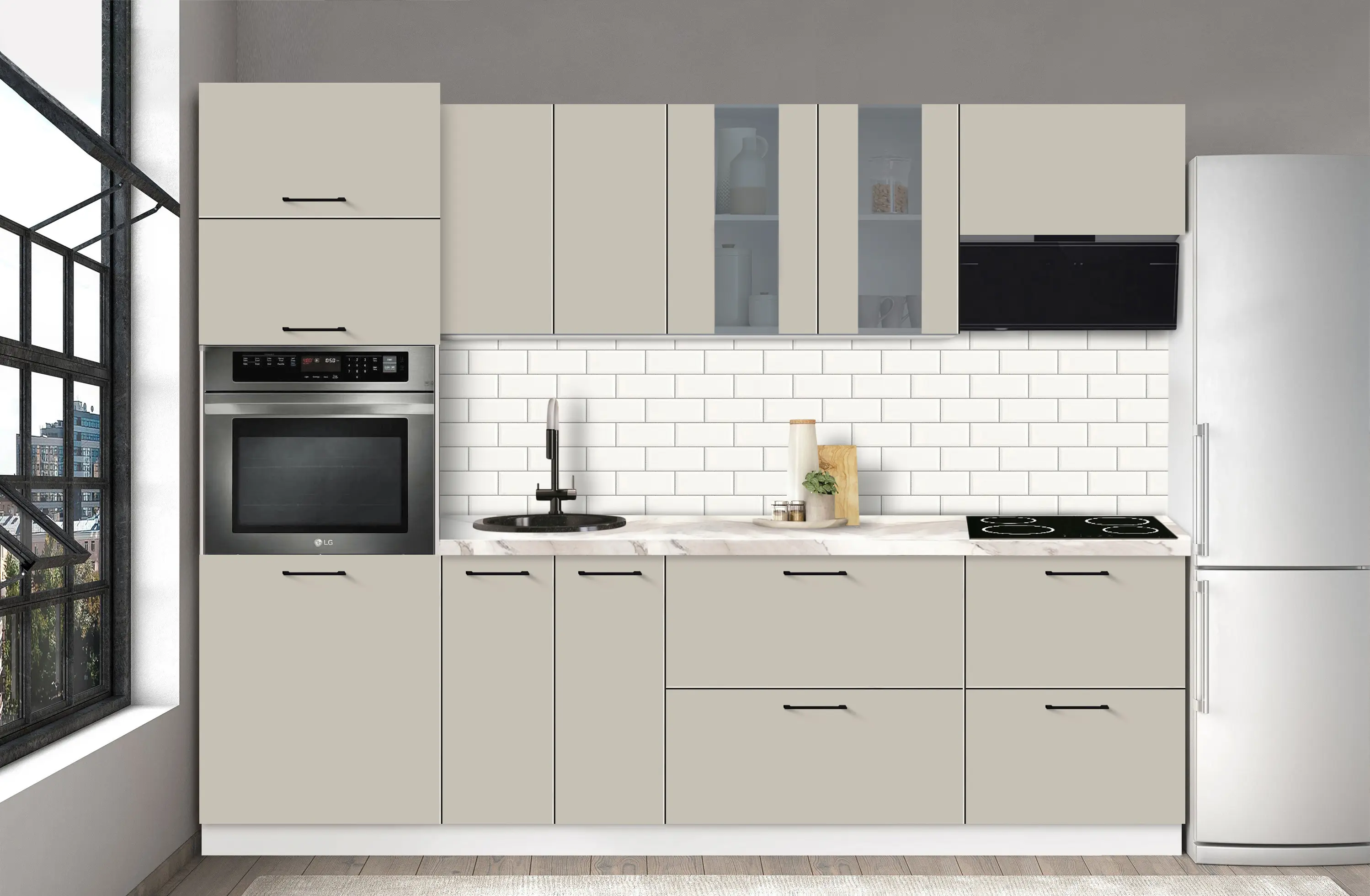 Bucatarie modulara Modern Bono Vitrina 2 H68 2.6m