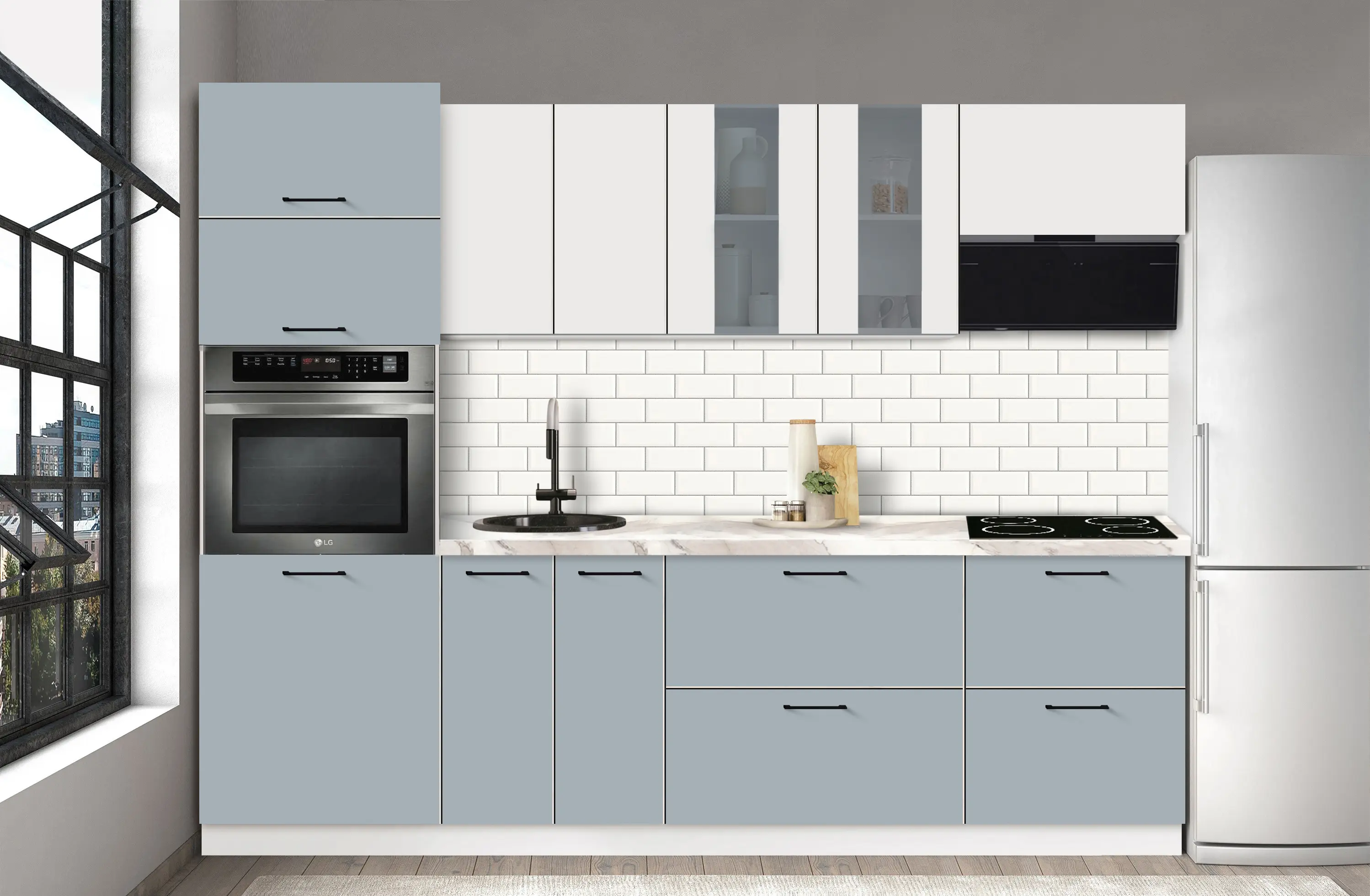 Bucatarie modulara Modern Bono Vitrina 2 H68 2.6m