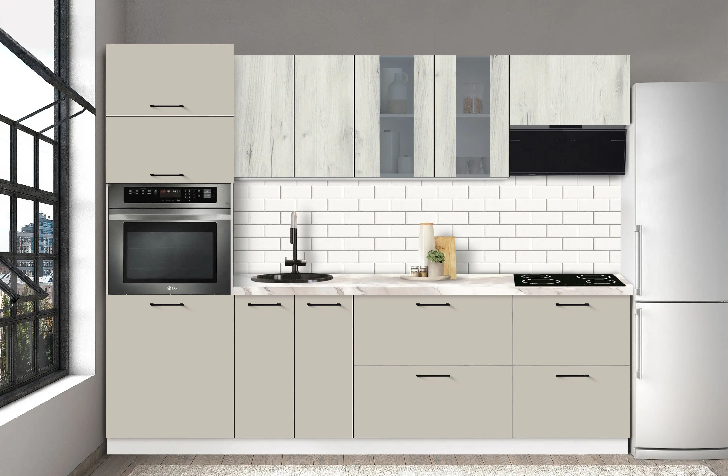 Bucatarie modulara Modern Bono Vitrina 2 H68 2.6m