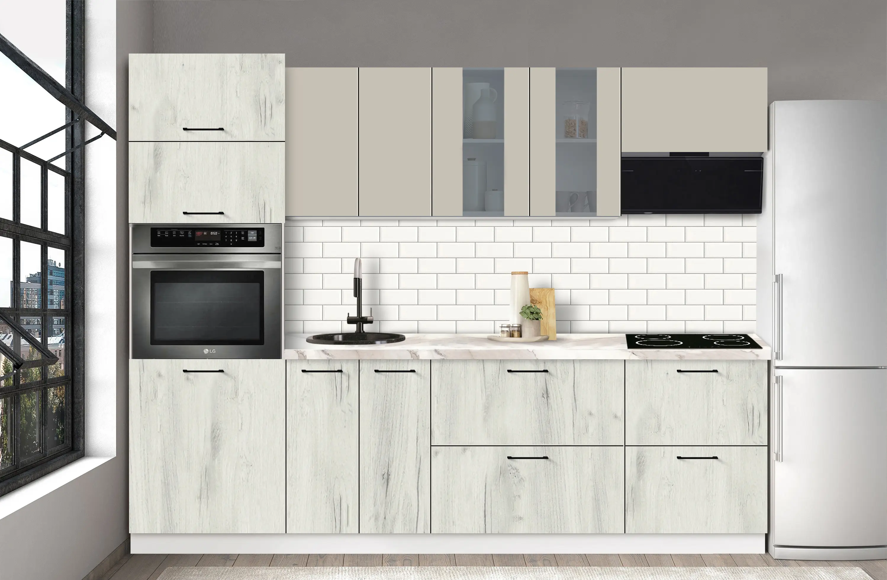 Bucatarie modulara Modern Bono Vitrina 2 H68 2.6m