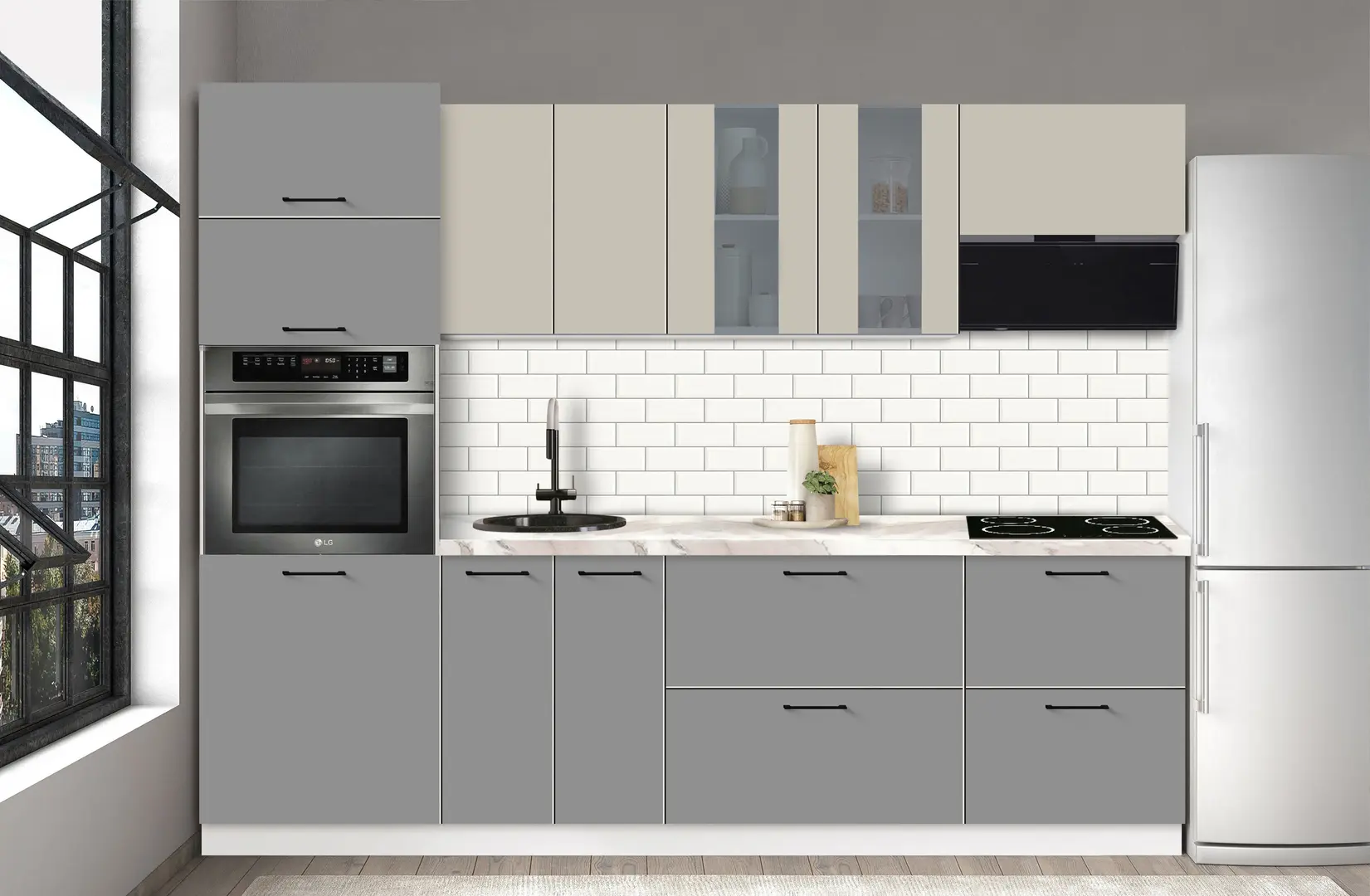 Bucatarie modulara Modern Bono Vitrina 2 H68 2.6m