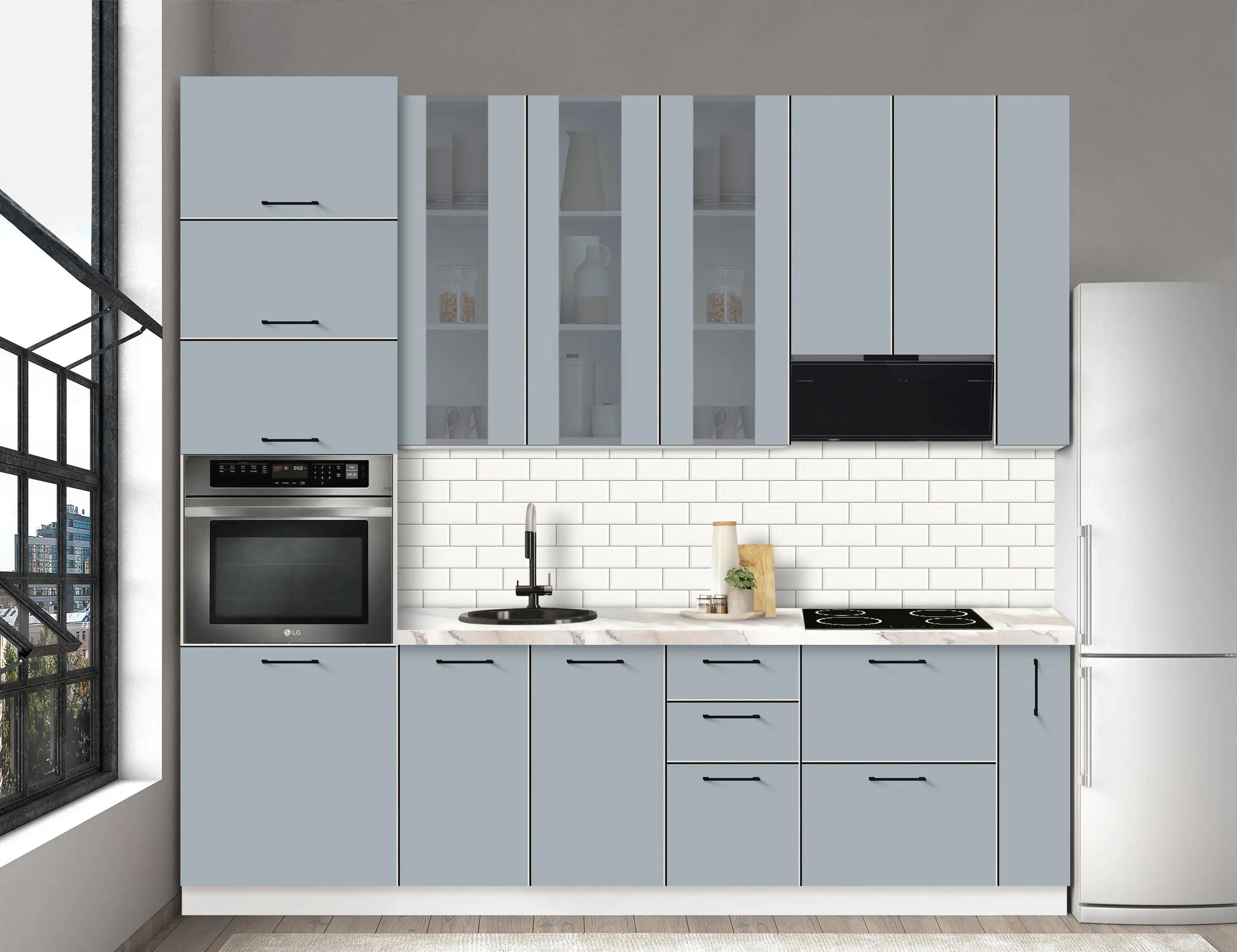 Bucatarie modulara Modern Bono Vitrina 3 H110 2.6m