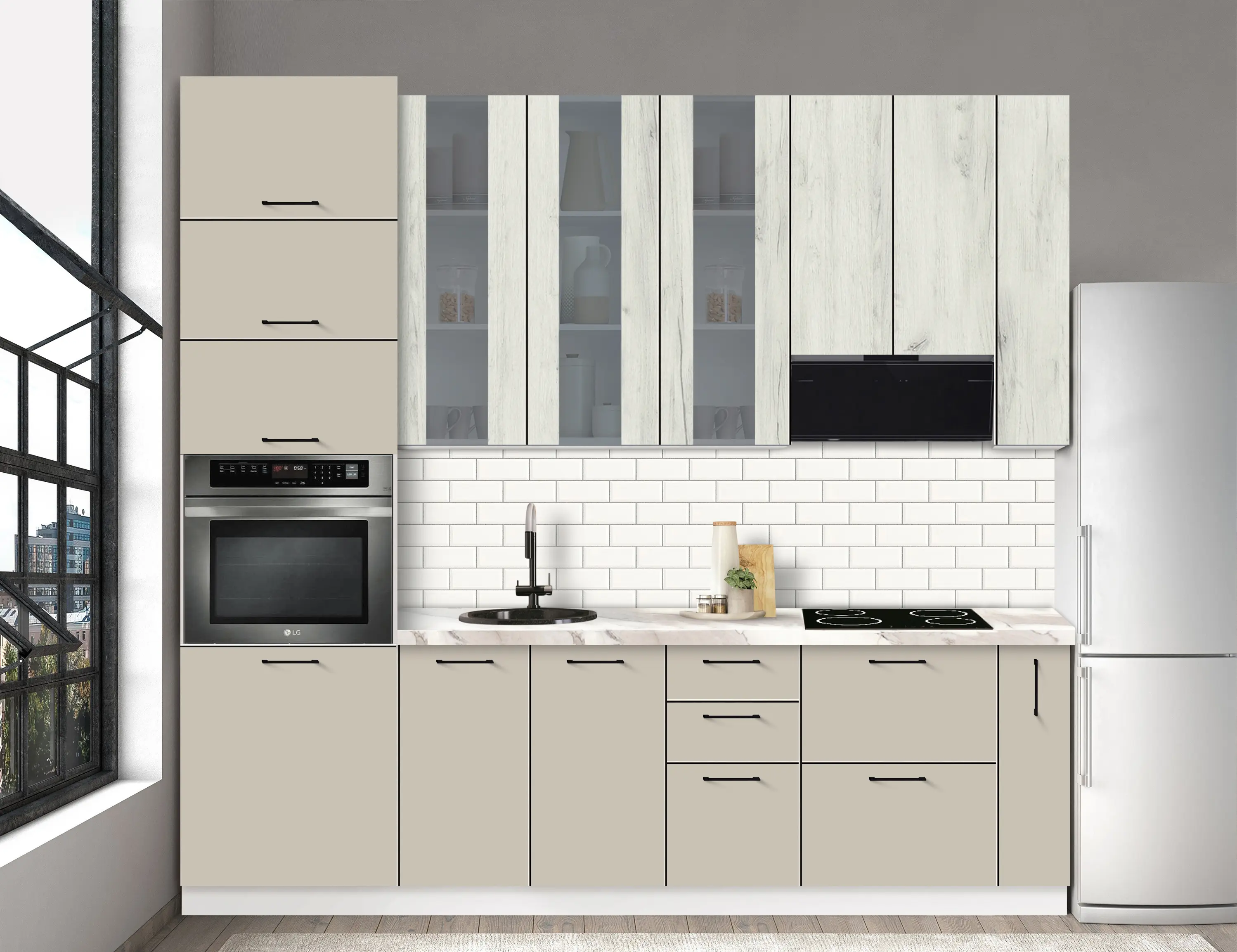 Bucatarie modulara Modern Bono Vitrina 3 H110 2.6m