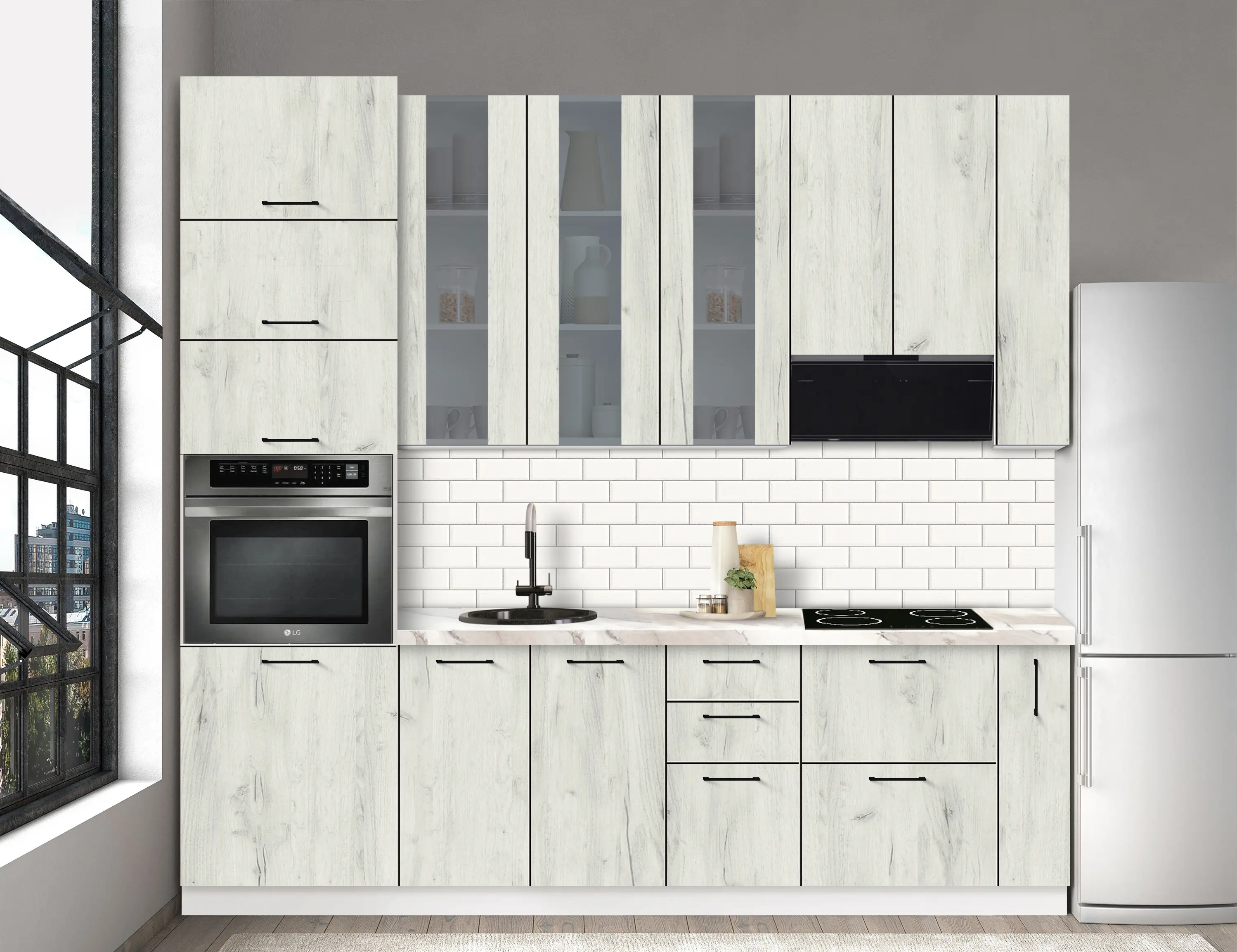 Bucatarie modulara Modern Bono Vitrina 3 H110 2.6m