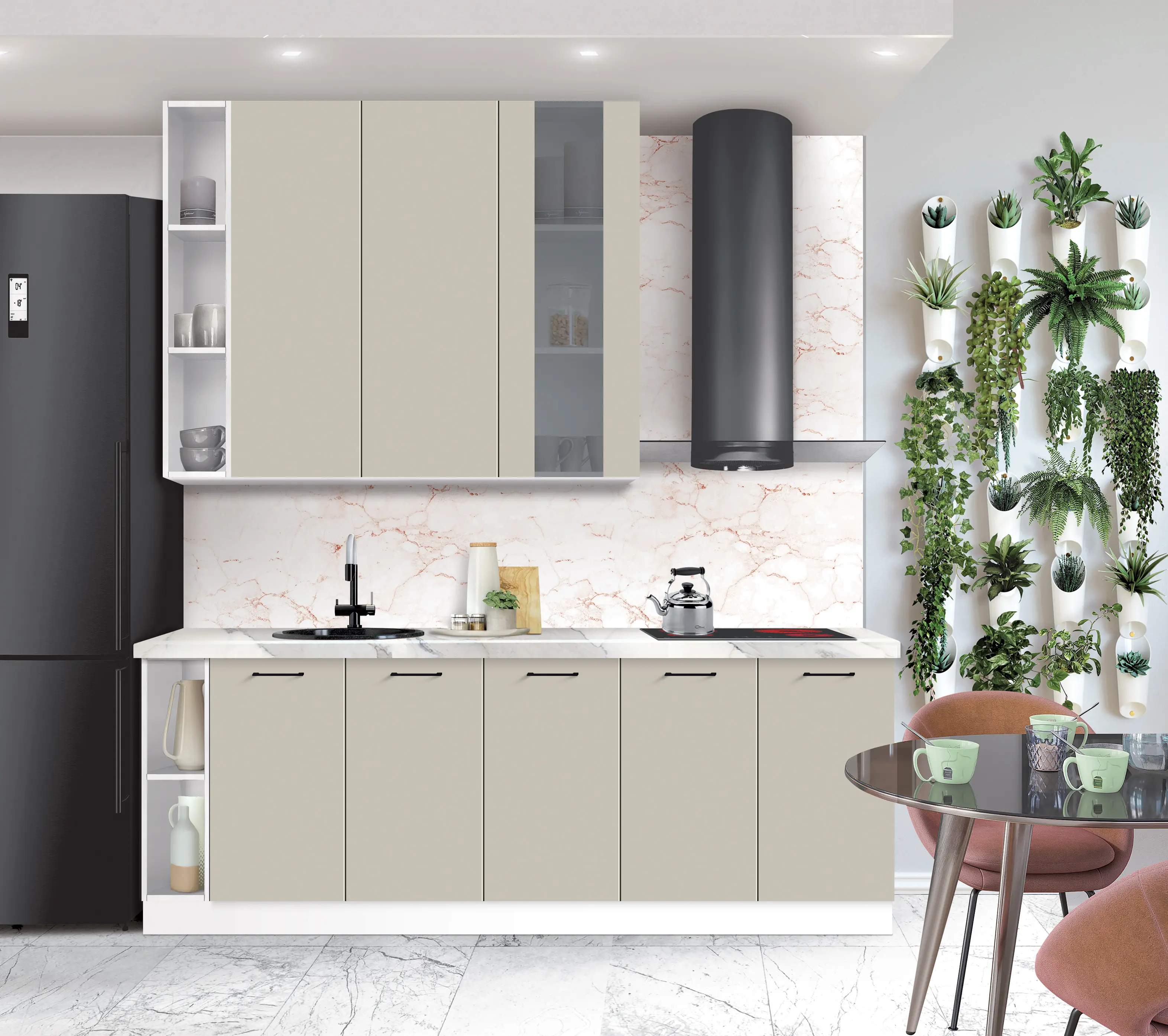 Bucatarie modulara Modern Bono Vitrina 3 H110 sus 1.4m/jos 2.2m