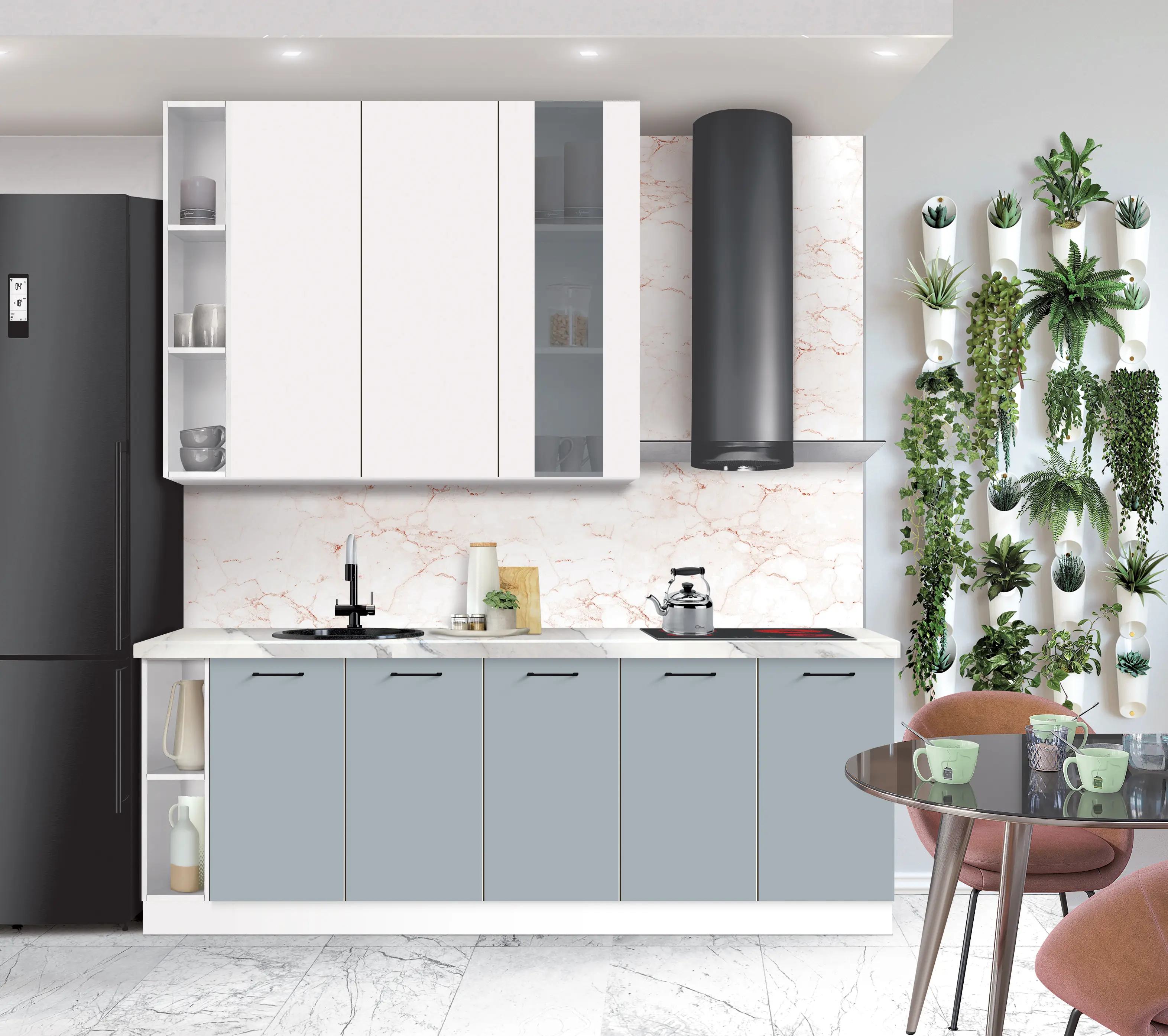 Bucatarie modulara Modern Bono Vitrina 3 H110 sus 1.4m/jos 2.2m