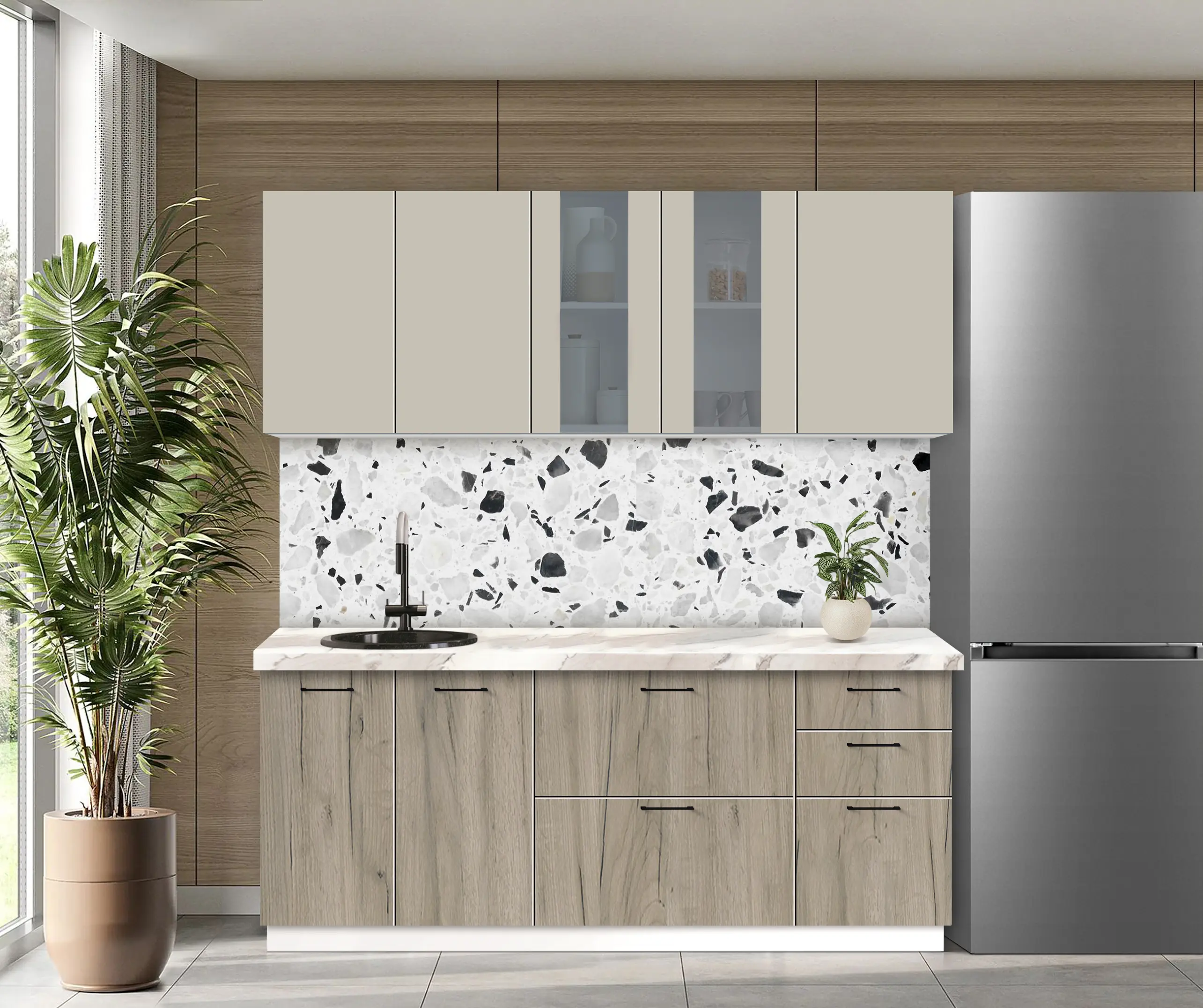 Bucatarie modulara Modern Bono Vitrina 3 H68 2.0m