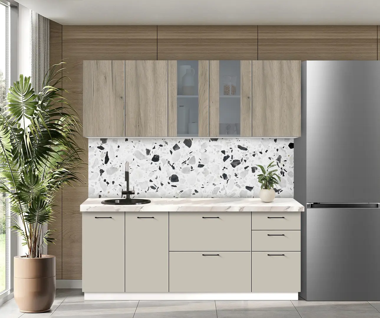 Bucatarie modulara Modern Bono Vitrina 3 H68 2.0m