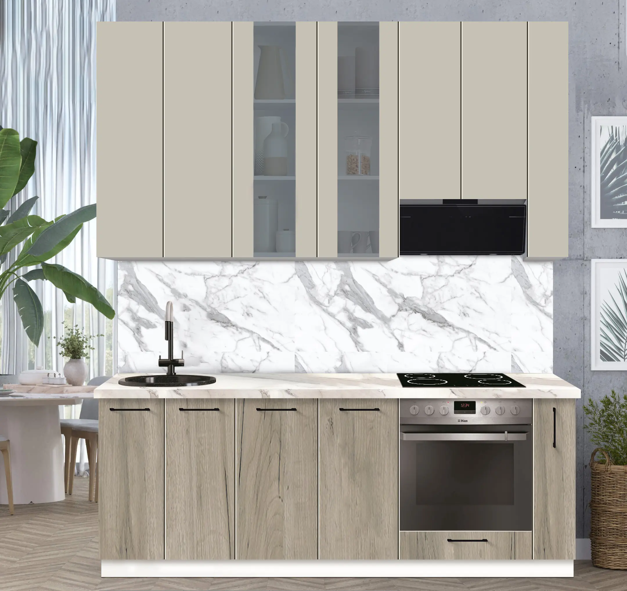 Bucatarie modulara Modern Bono Vitrina 4 H110 2.2m