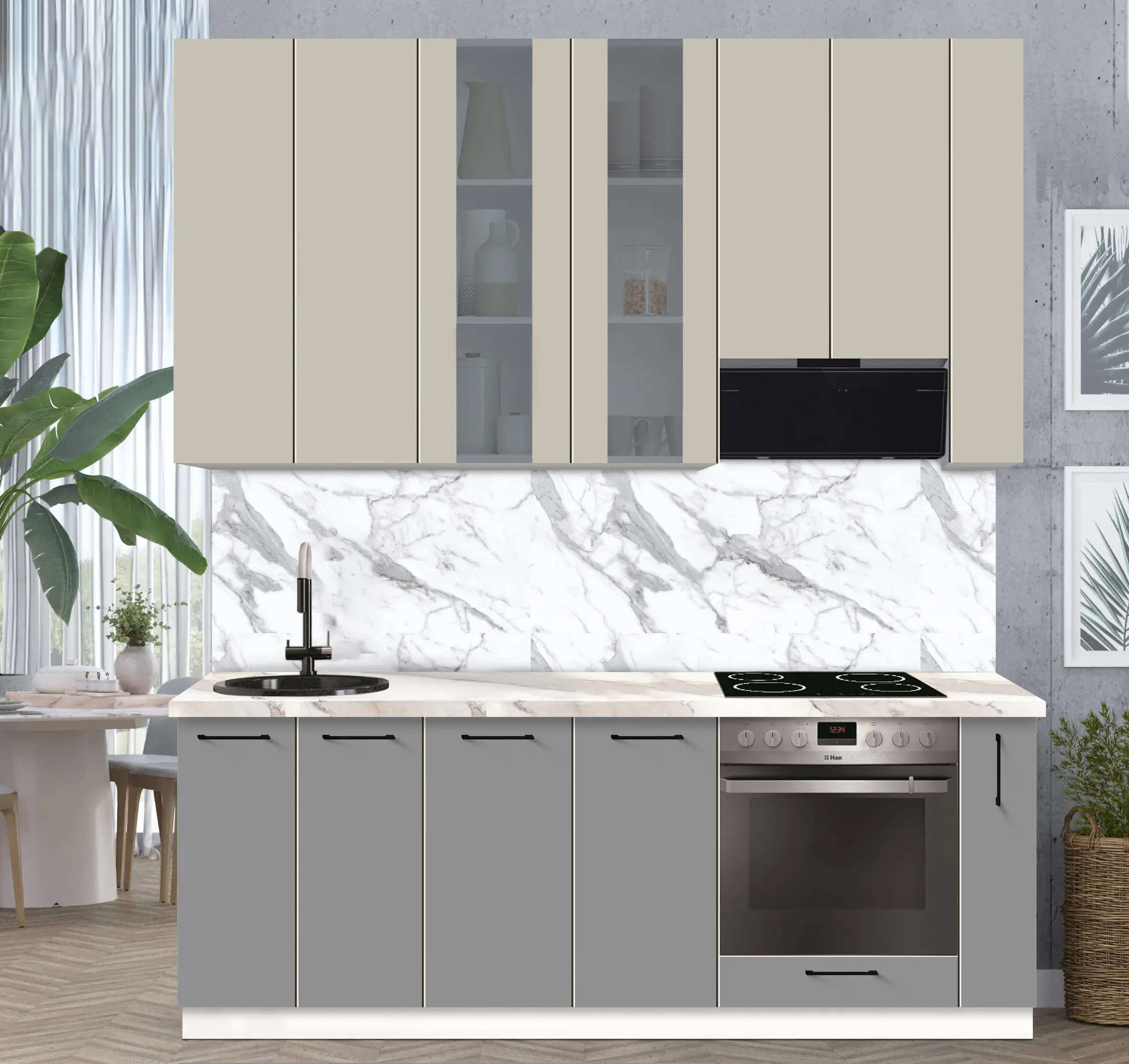 Bucatarie modulara Modern Bono Vitrina 4 H110 2.2m