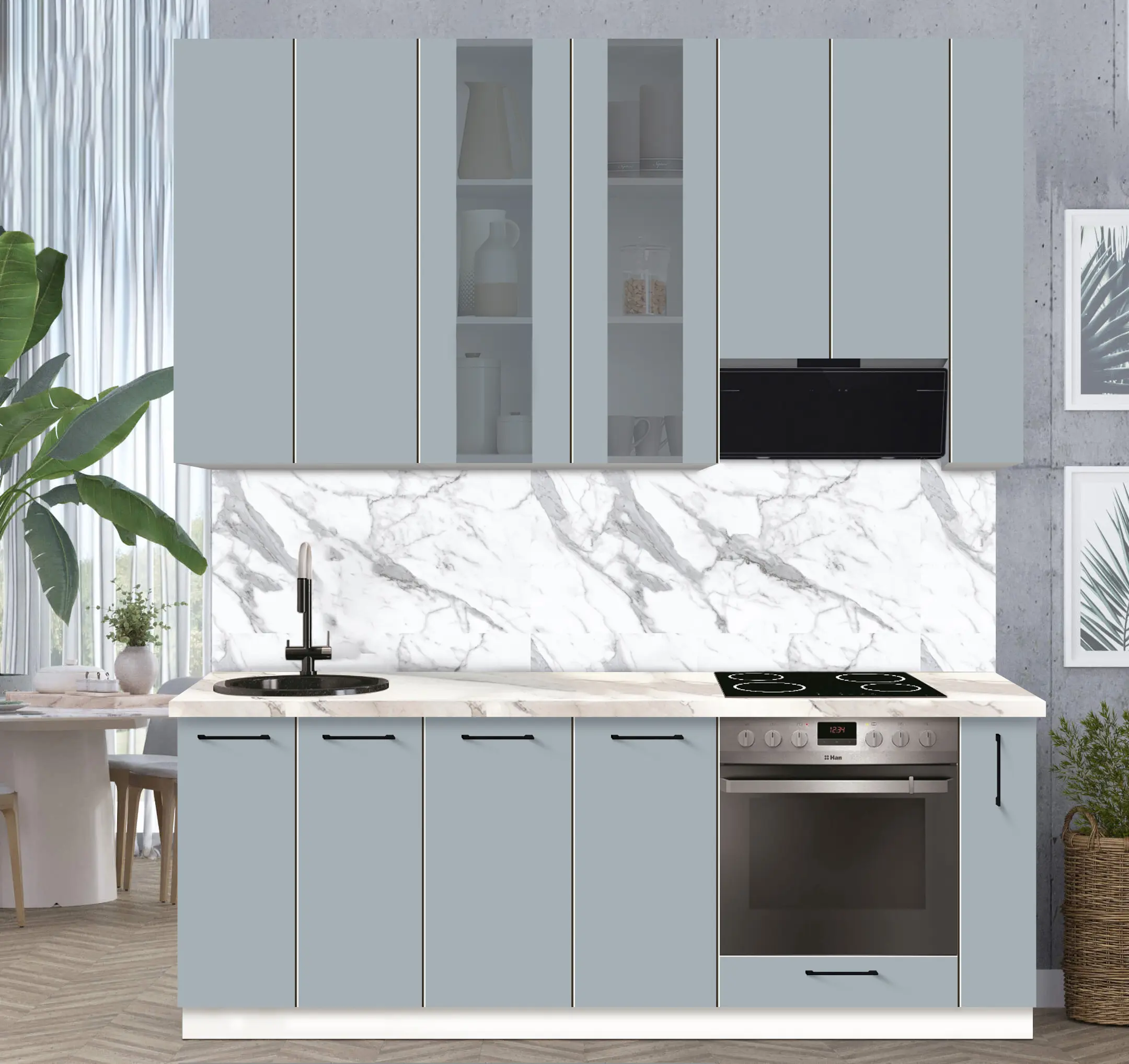 Bucatarie modulara Modern Bono Vitrina 4 H110 2.2m