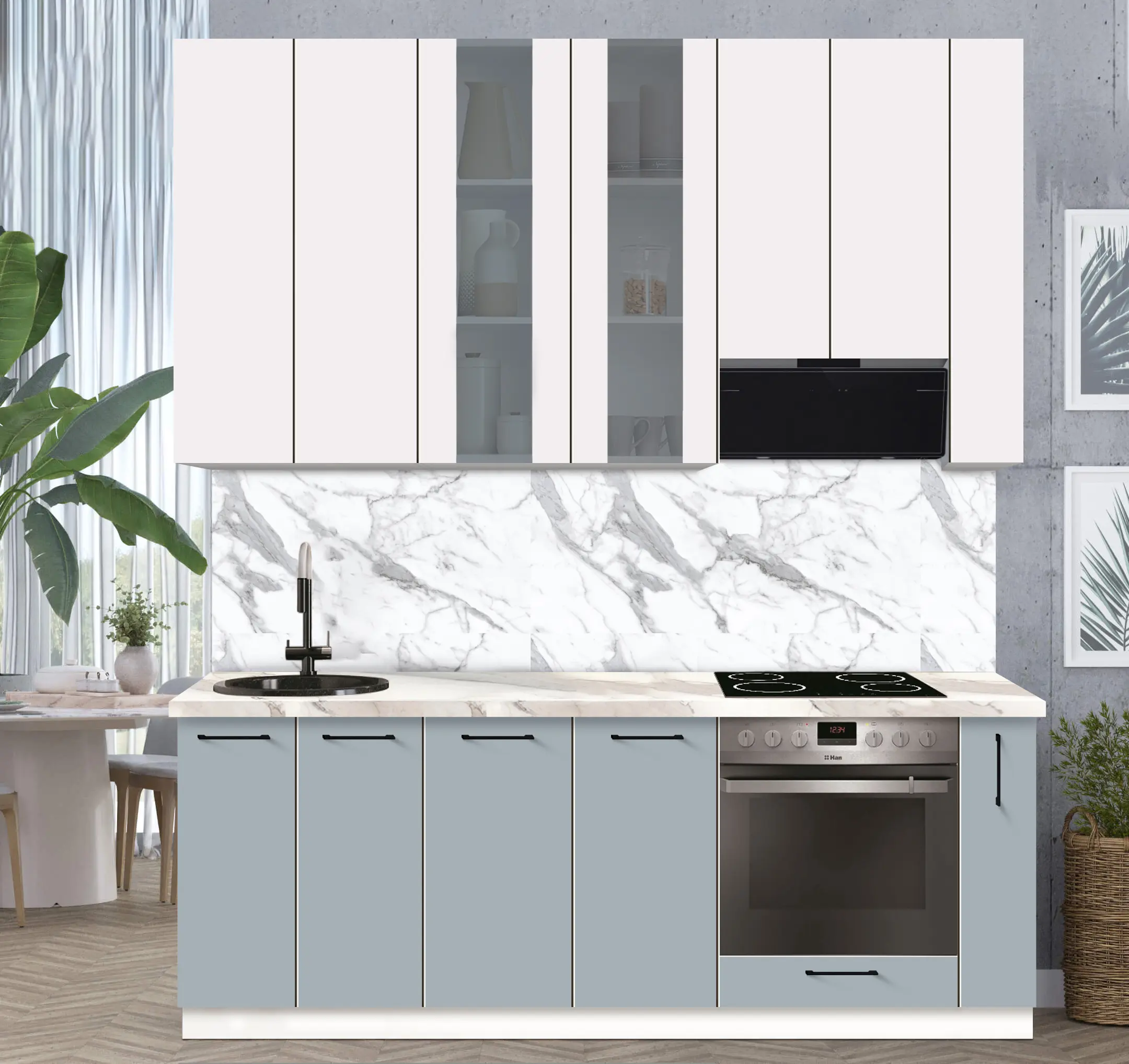 Bucatarie modulara Modern Bono Vitrina 4 H110 2.2m