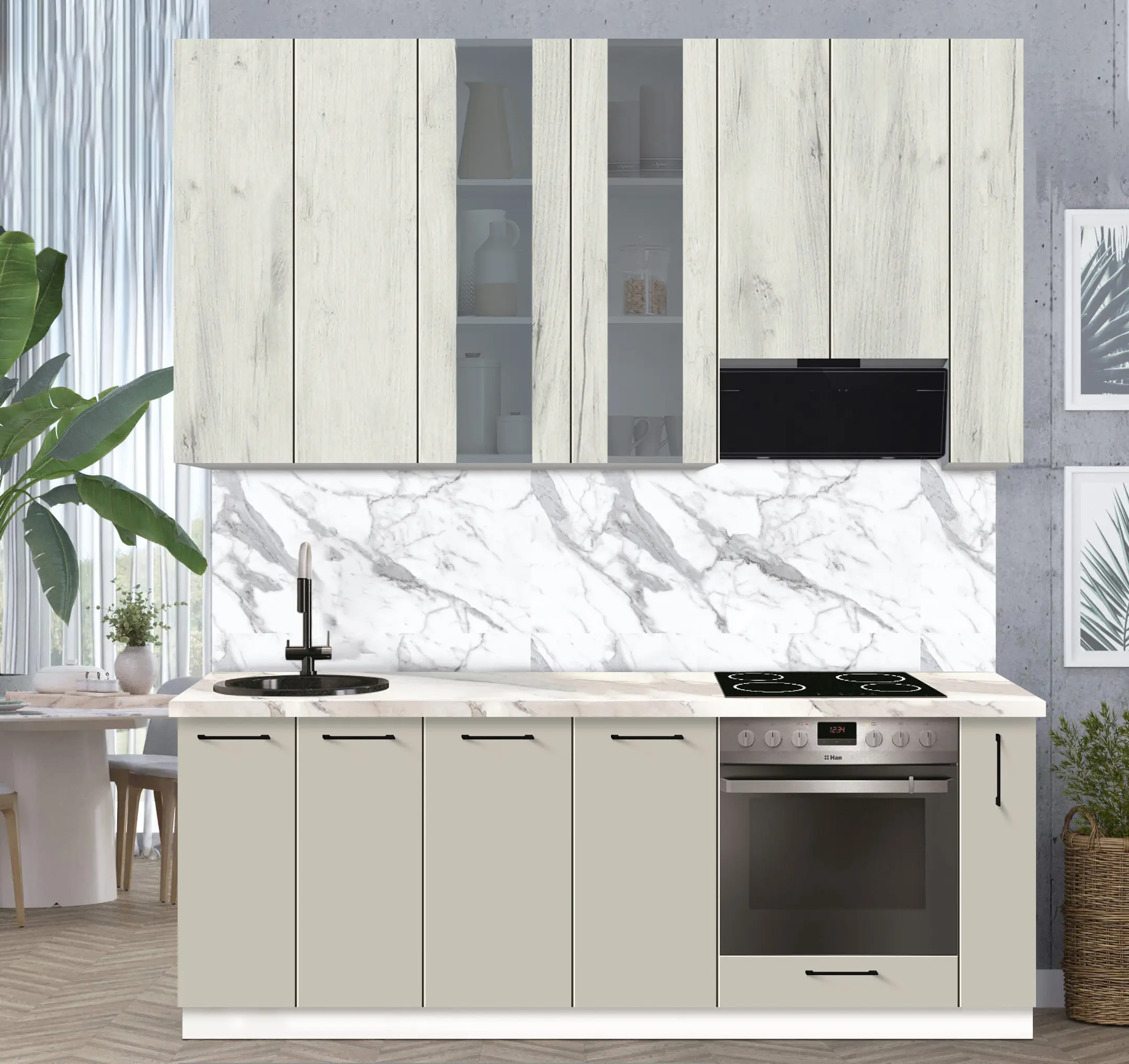 Bucatarie modulara Modern Bono Vitrina 4 H110 2.2m