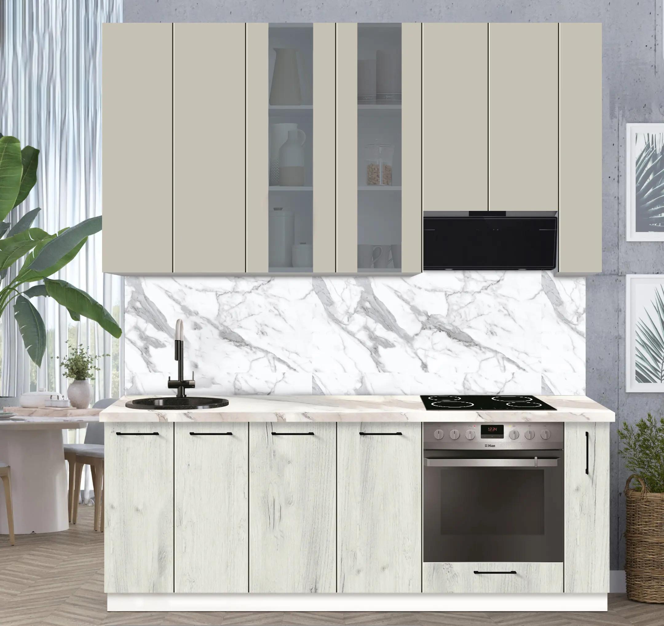 Bucatarie modulara Modern Bono Vitrina 4 H110 2.2m